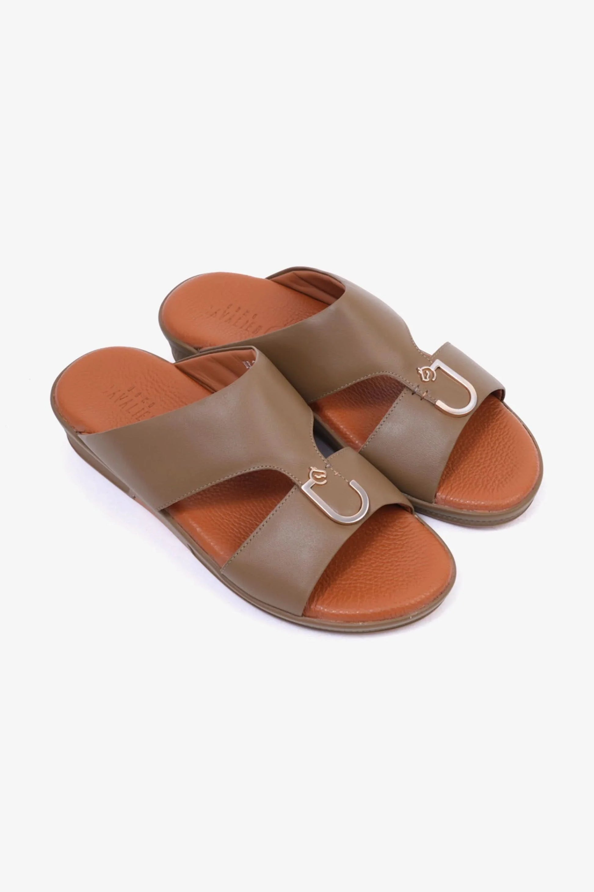 Cavalier Uomo Men's Textured Leather Sandals Mushroom MSDCVDLR201