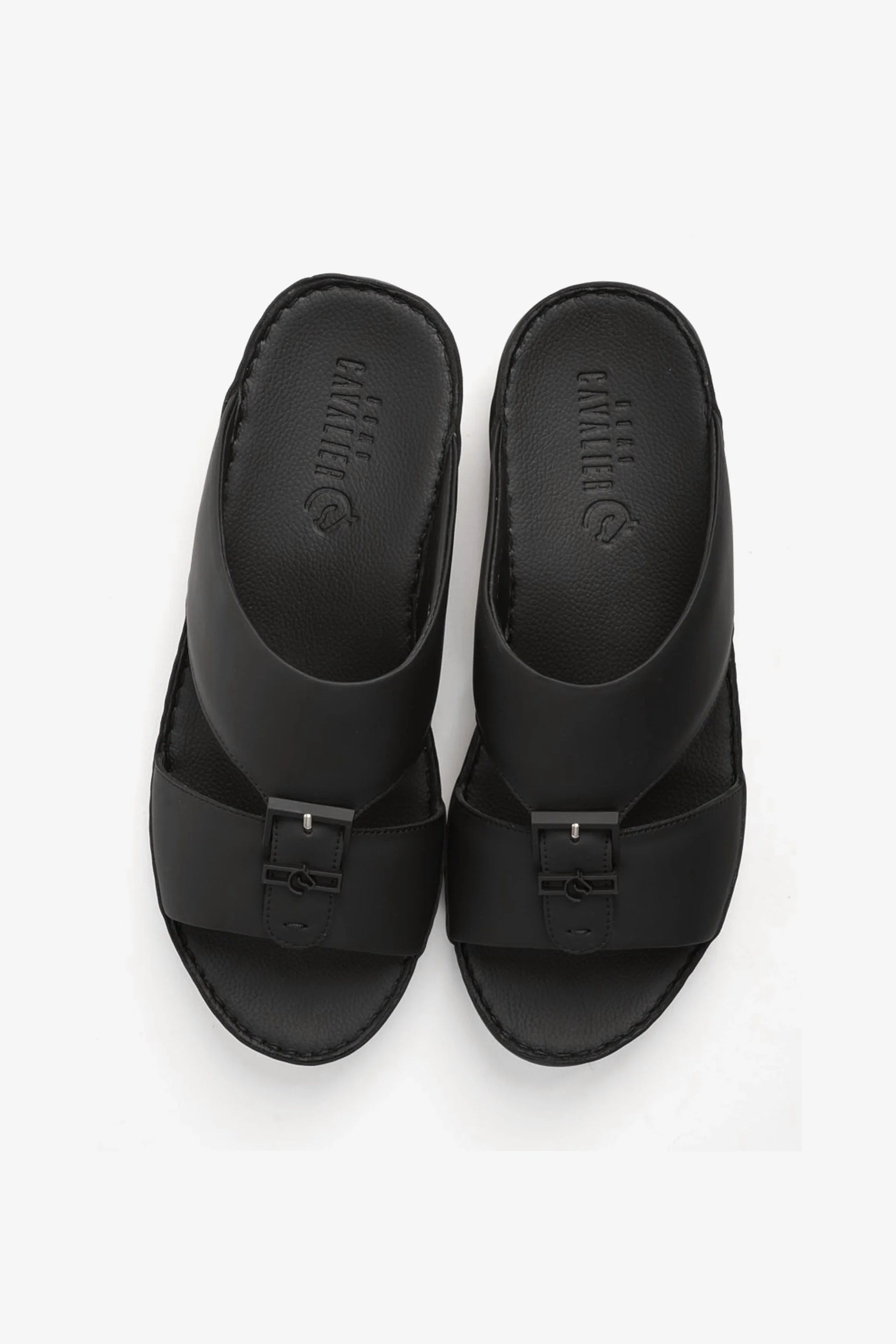 Cavalier Uomo Men's Embossed Leather Arabic Sandals Black MSDCV1101