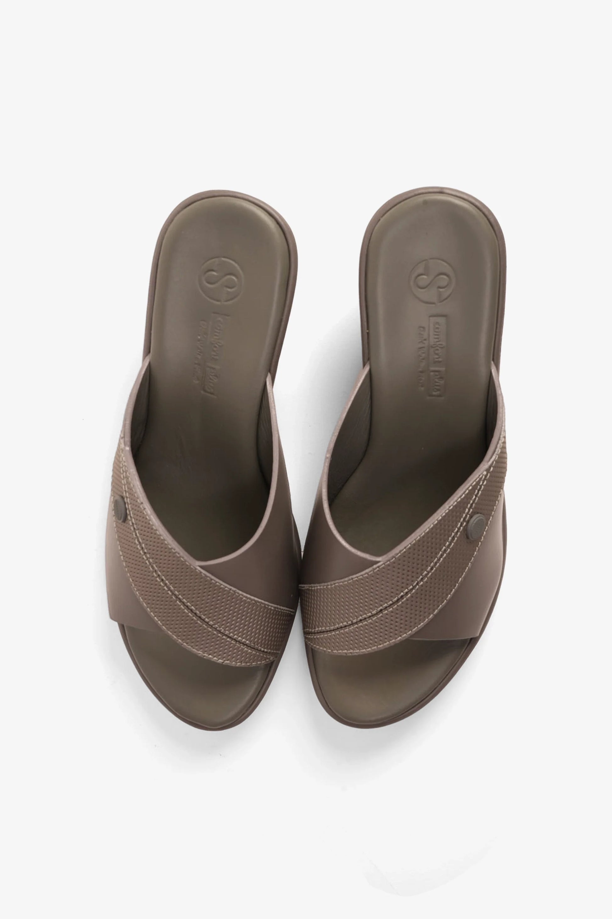 Comfort Plus Women's Leather Mules Low Heel Sandals Grey LSDCP9112