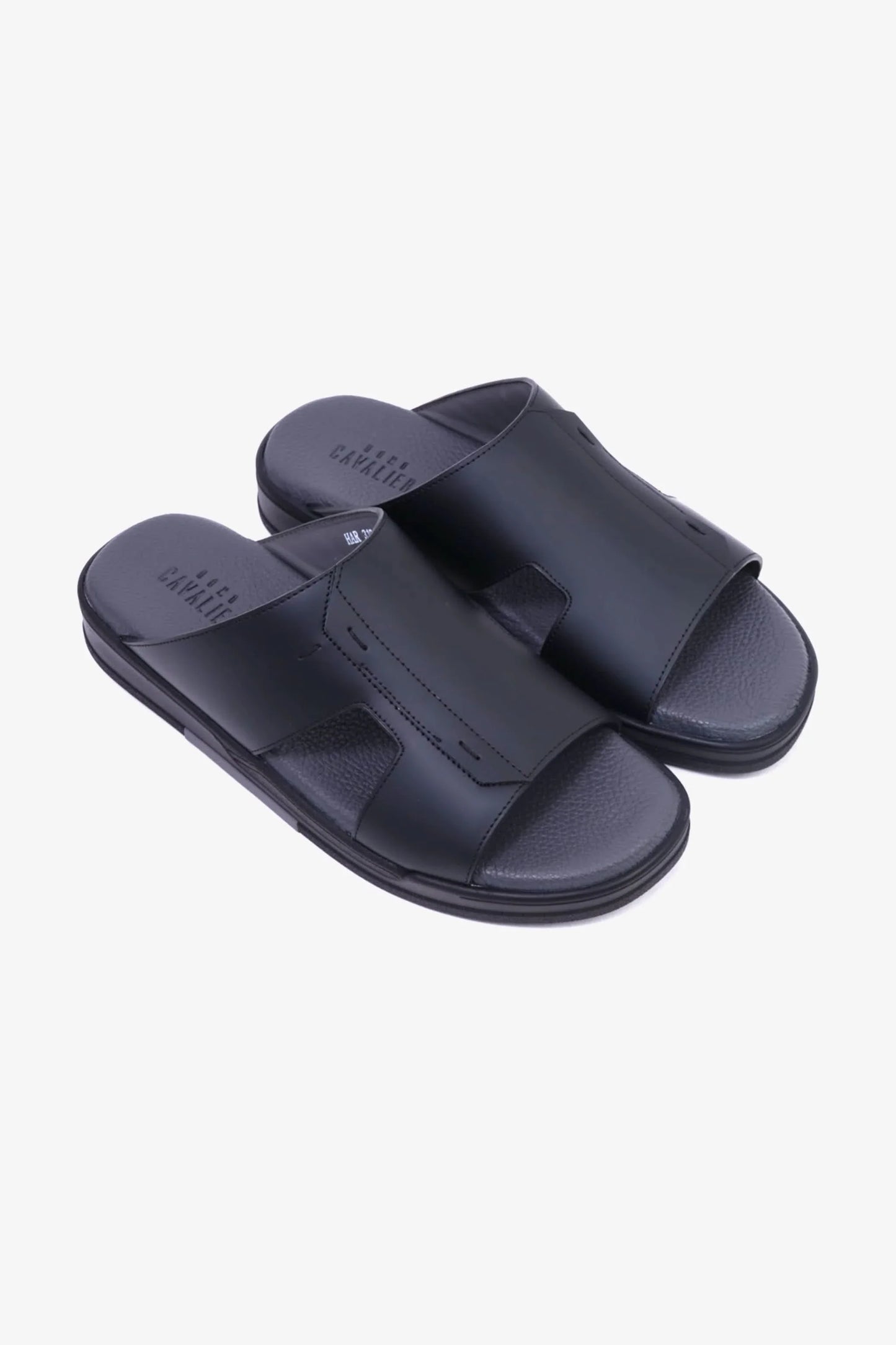 Cavalier Uomo Men's Leather Slide Sandals Black MSDCVHAR312