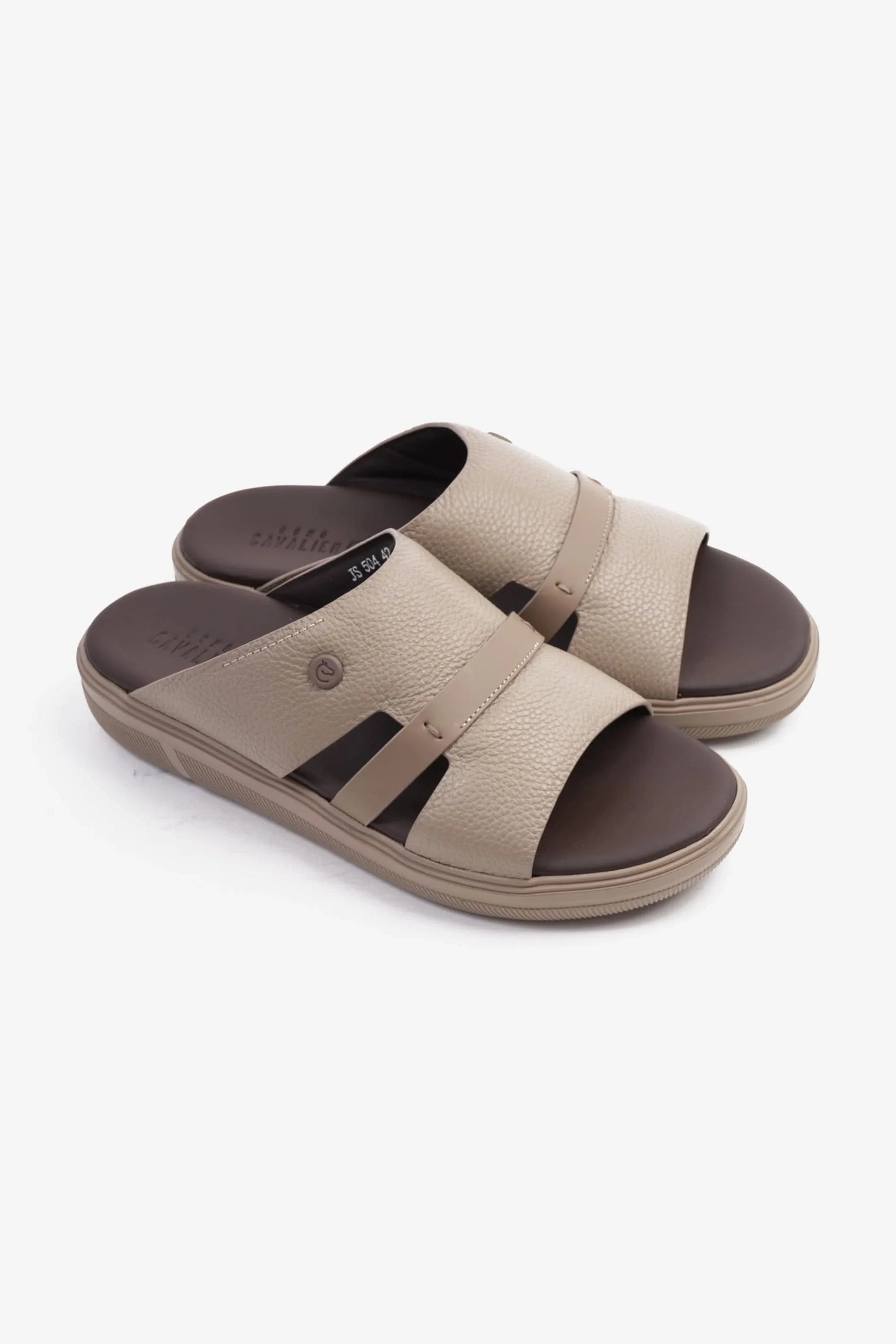 Cavalier Uomo Men's Arabic Genuine Leather Sandals Beige MSDCVJS504
