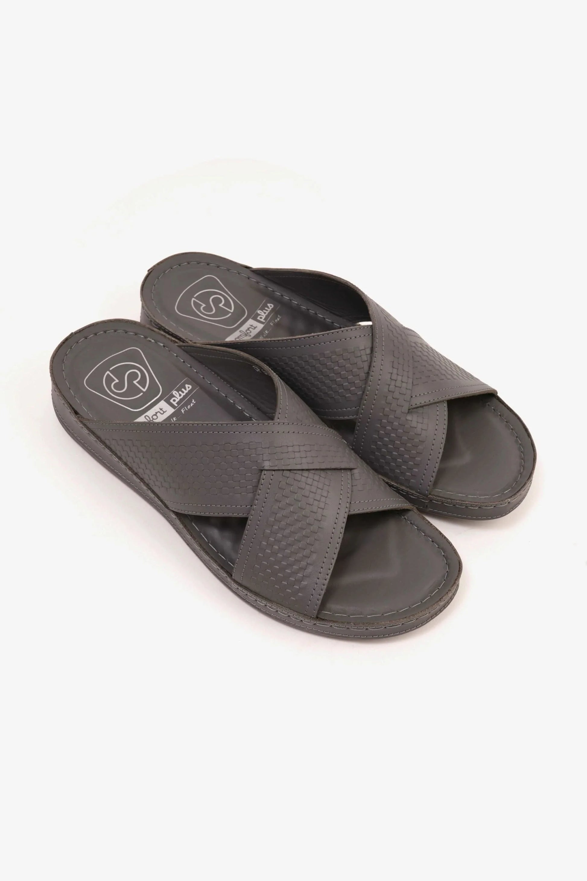Comfort Plus Men's Silver Accent Arabic Sandals Dark Grey MSDCP6611