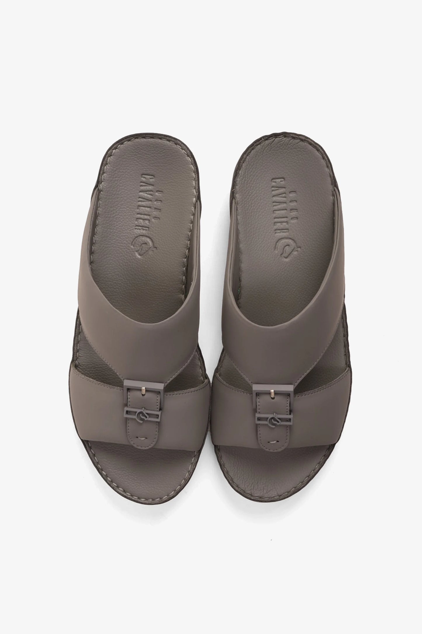 Cavalier Uomo Men's Embossed Leather Handstitched Arabic Sandals Grey MSDCV1101