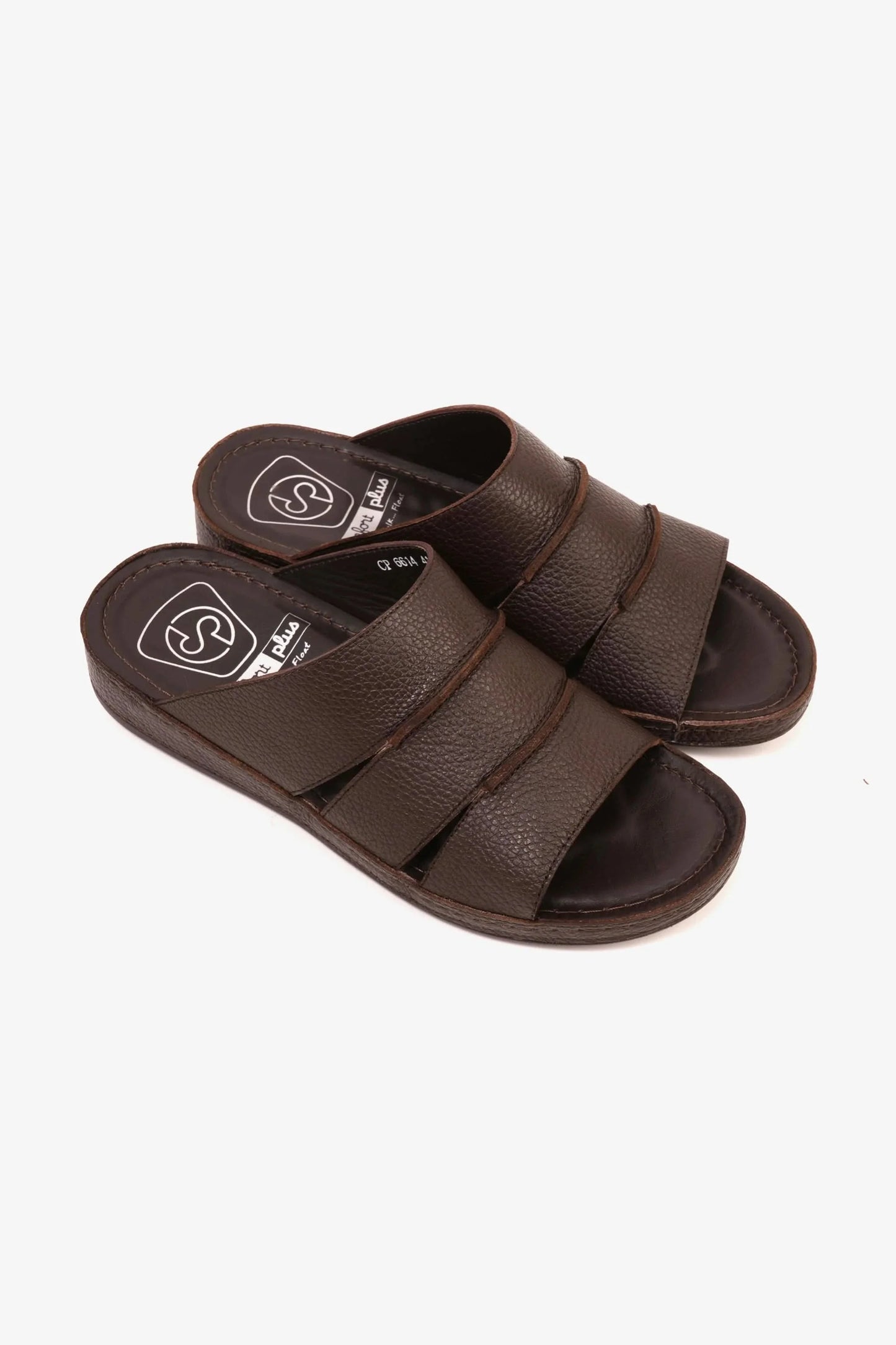 Comfort Plus Men's Leather Slide Sandals Brown MSDCP6614