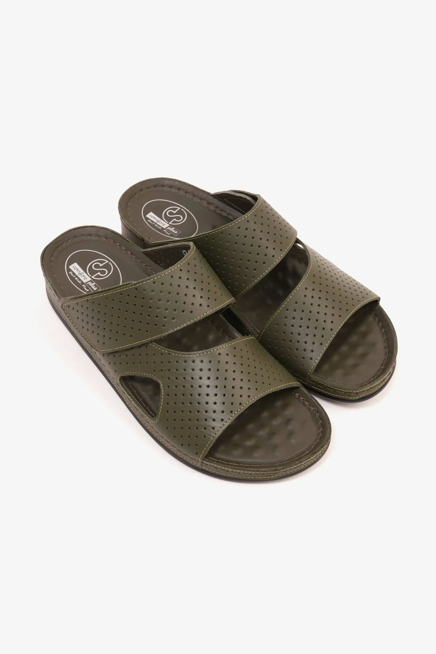 Comfort Plus Men's Al Waha Textured Arabic Sandals Olive MSDCP4005