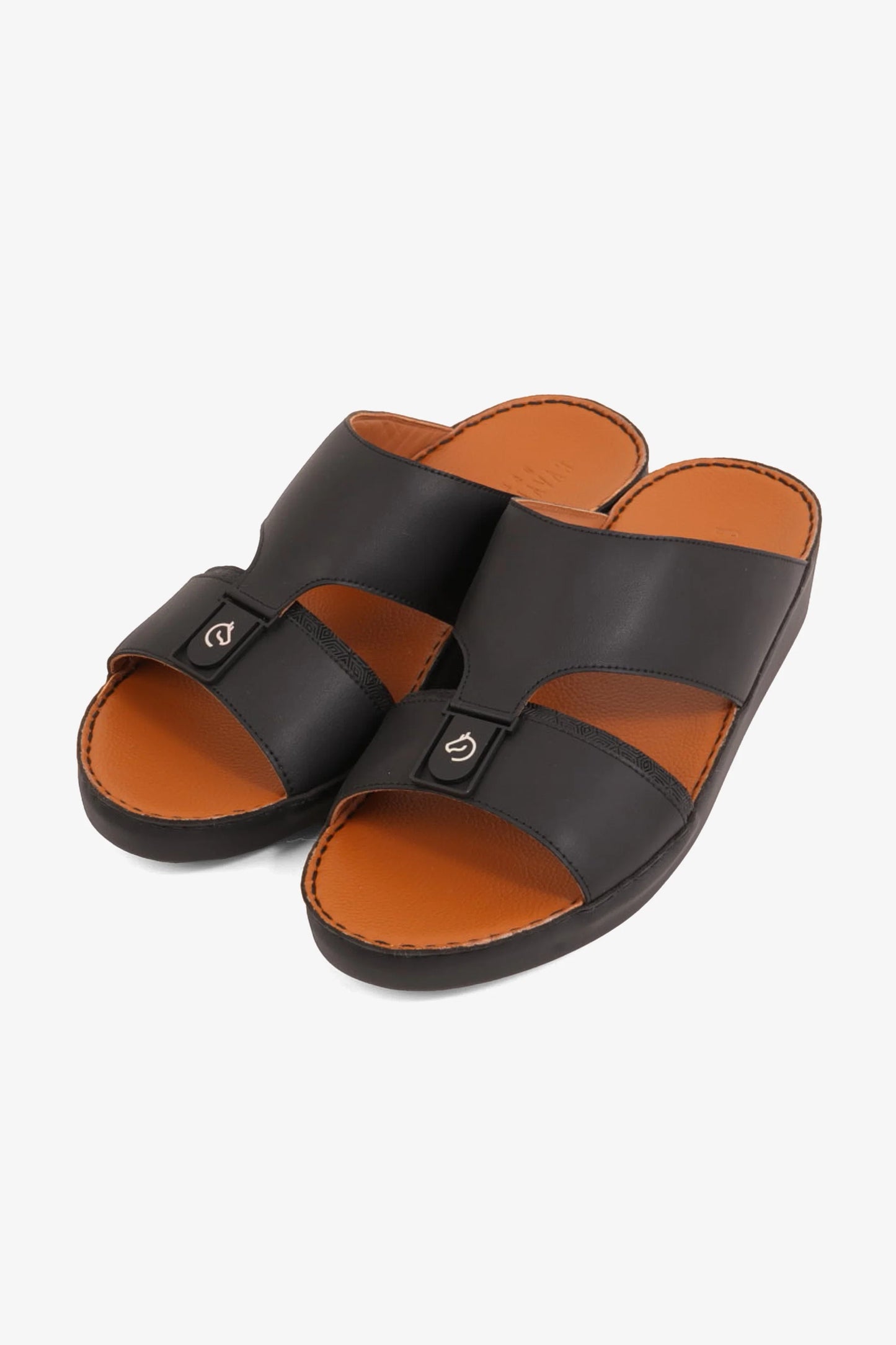 Cavalier Uomo Men's Premium Leather Arabic Sandals Black MSDCV1113