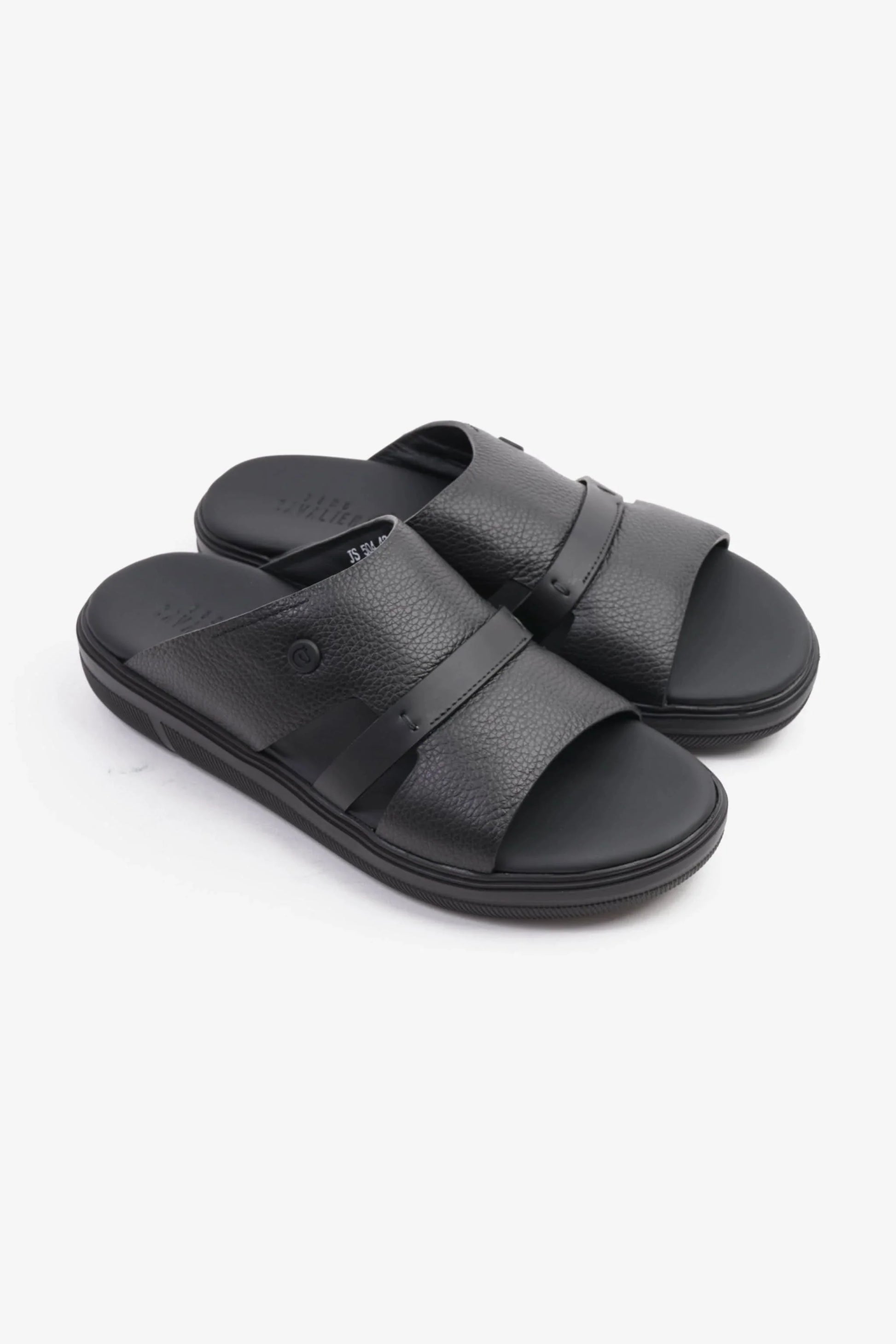 Cavalier Uomo Men's Crafted Genuine Leather Arabic Sandals Black MSDCVJS504