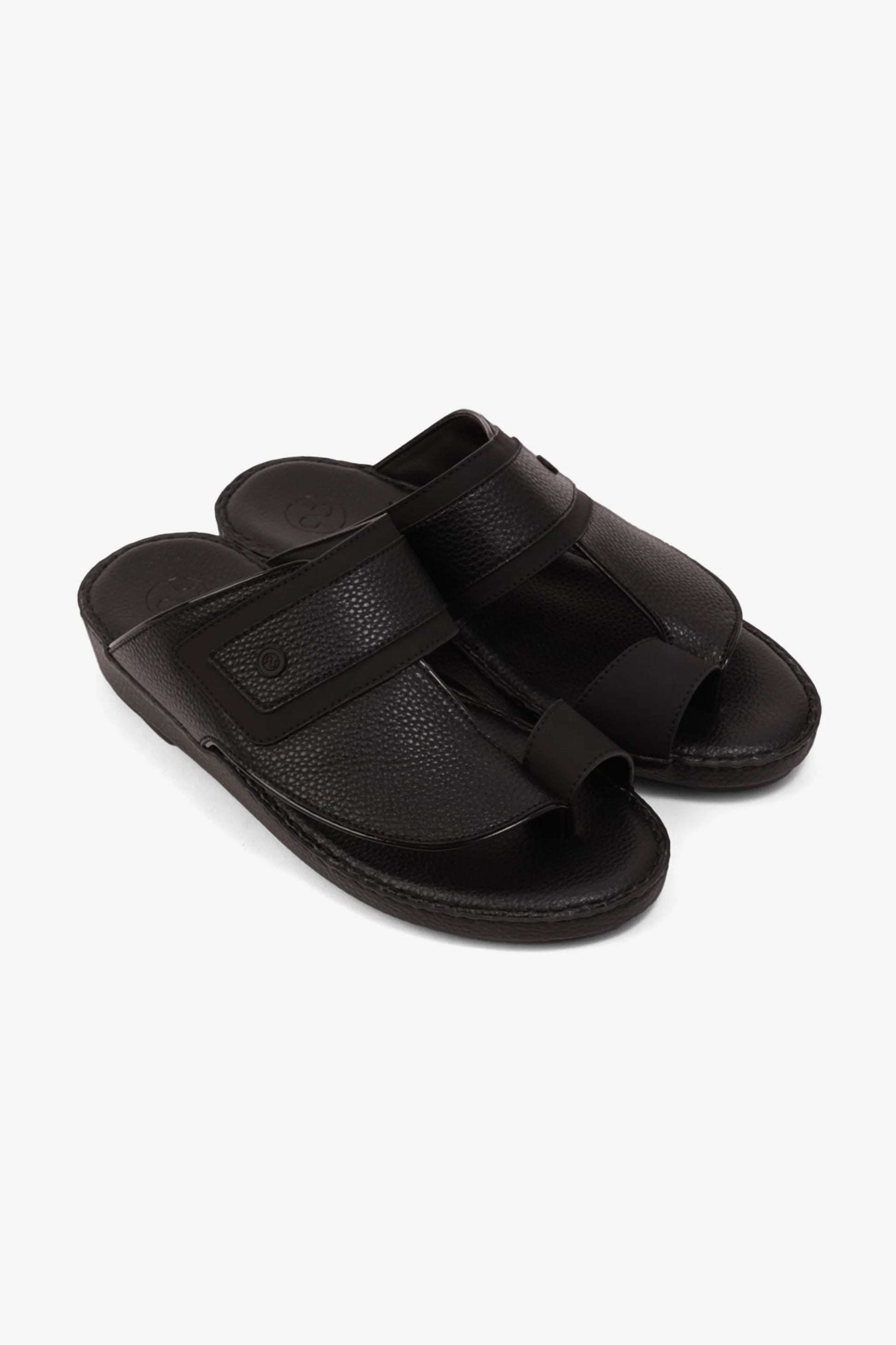 Comfort Plus Men's Footbed Leather Arabic Sandals Black MSDCP8011