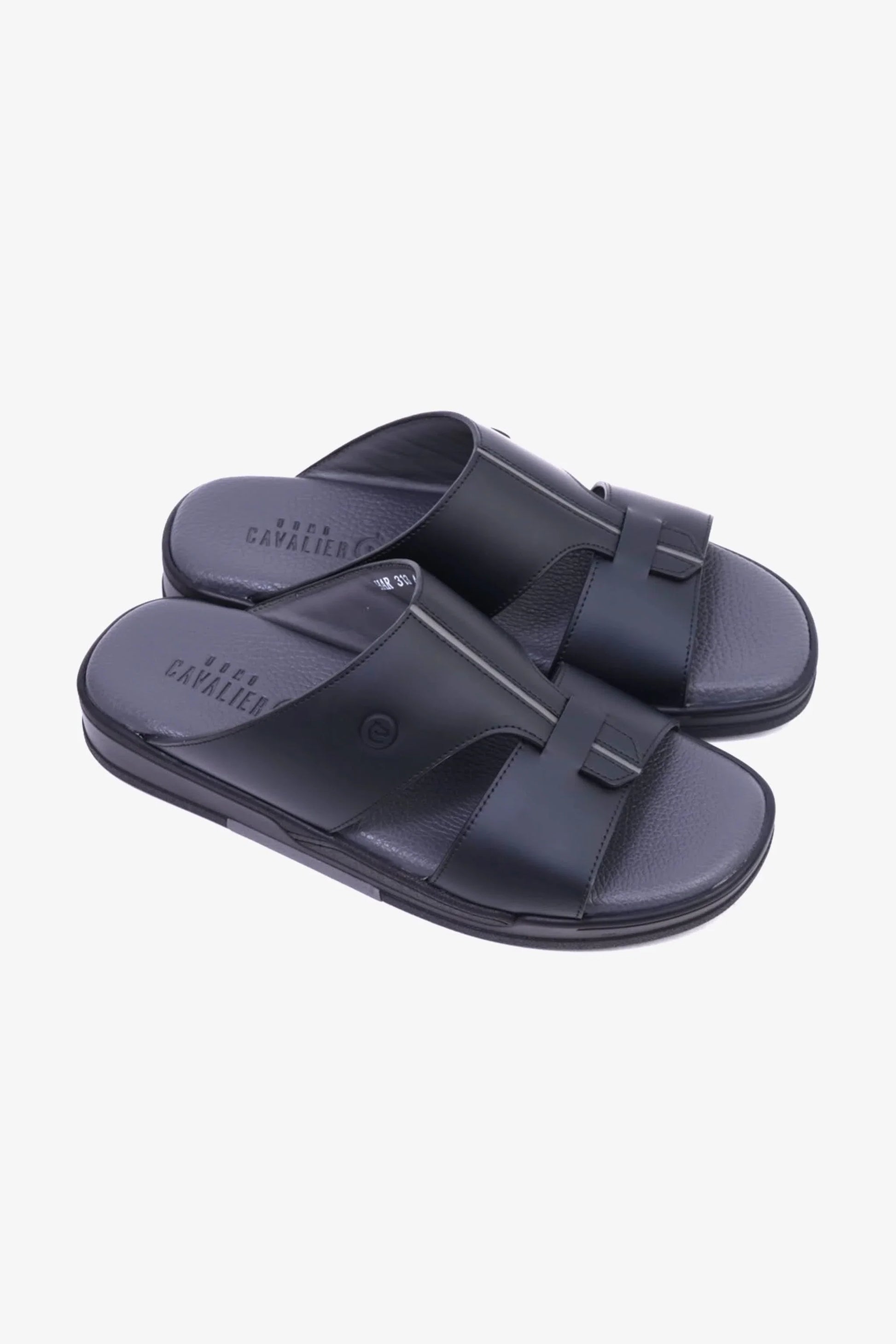 Cavalier Uomo Men's Cut-Out Leather Sandals Black MSDCVHAR313