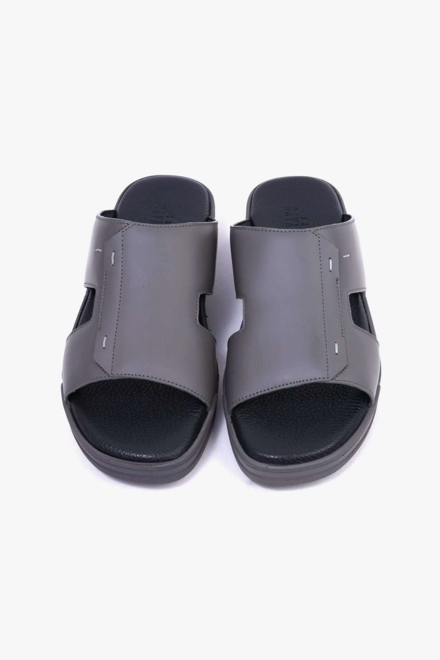 Cavalier Uomo Men's Leather Slide Sandals Grey MSDCVHAR312