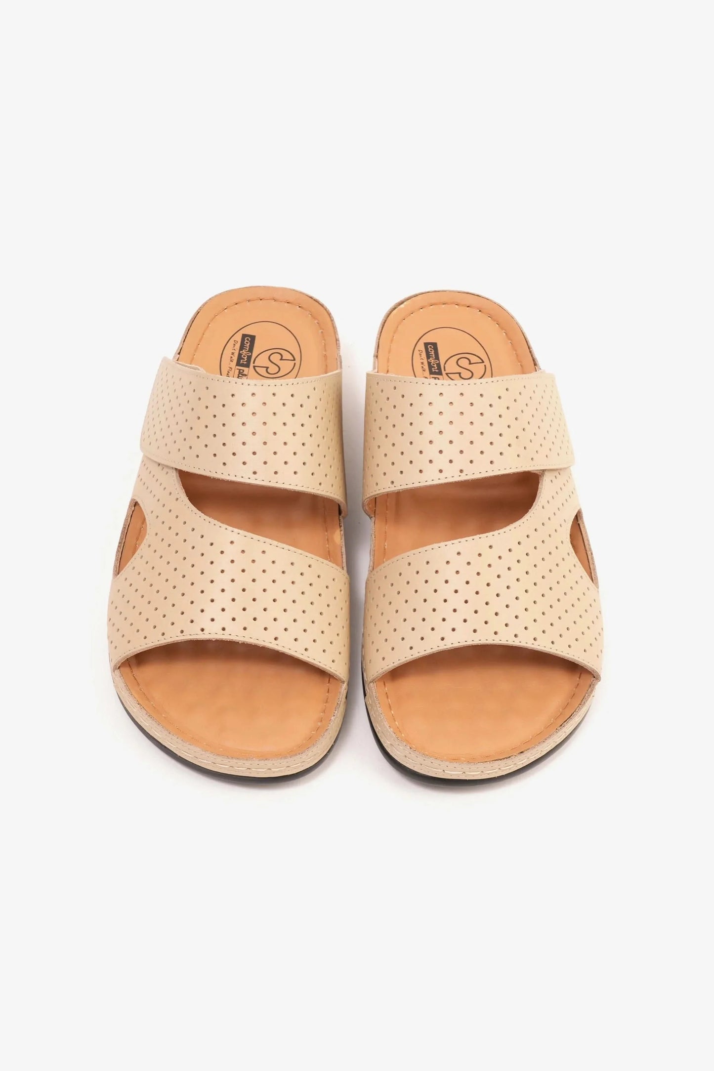 Comfort Plus Men's Al Waha Textured Arabic Sandals Beige MSDCP4005