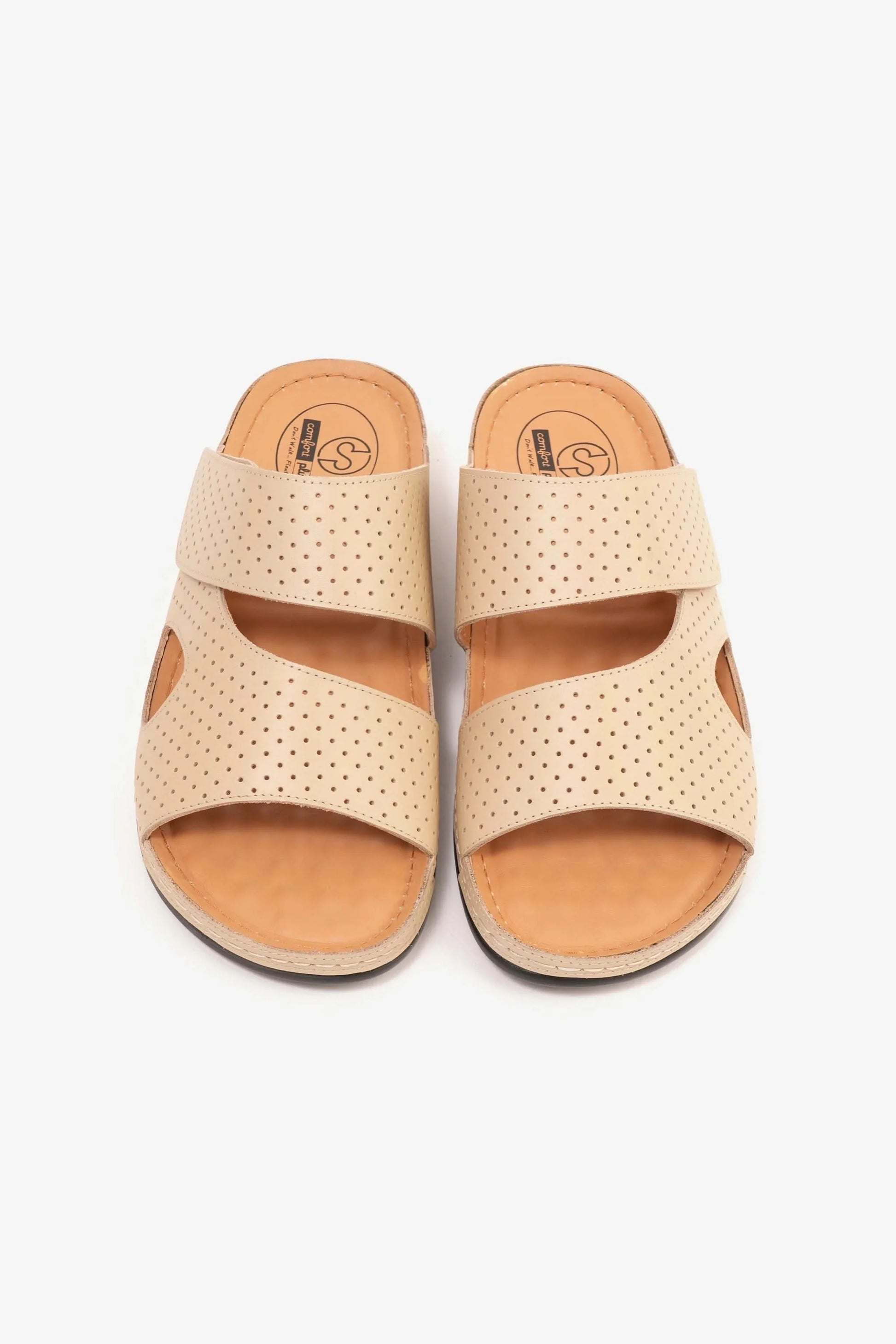 Comfort Plus Men's Al Waha Textured Arabic Sandals Beige MSDCP4005
