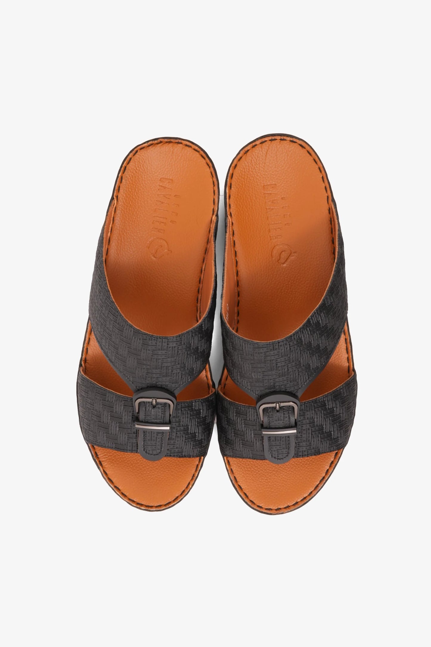 Cavalier Uomo Men's Premium Leather Arabic Sandals Black MSDCV1114
