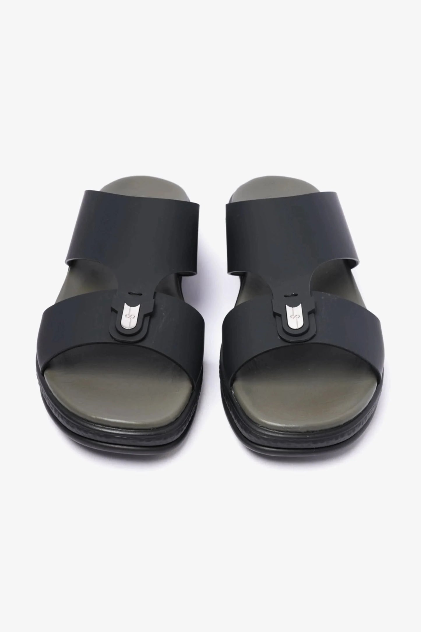 Comfort Plus Men's Matte Leather Buckle Sandals Black MSDCPD101