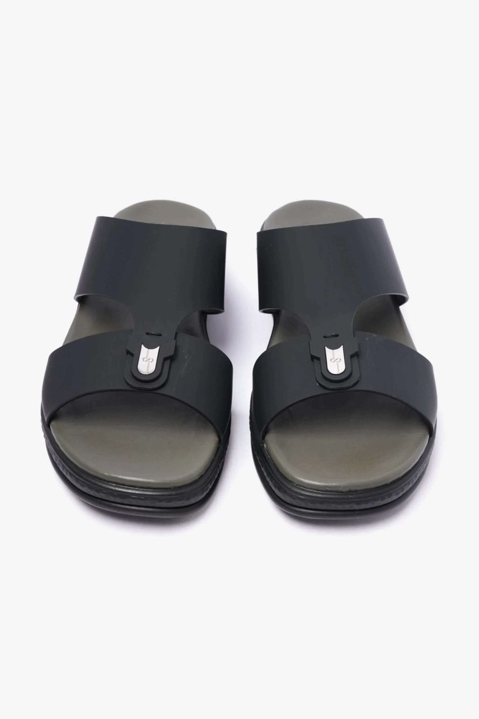 Comfort Plus Men's Matte Leather Buckle Sandals Black MSDCPD101