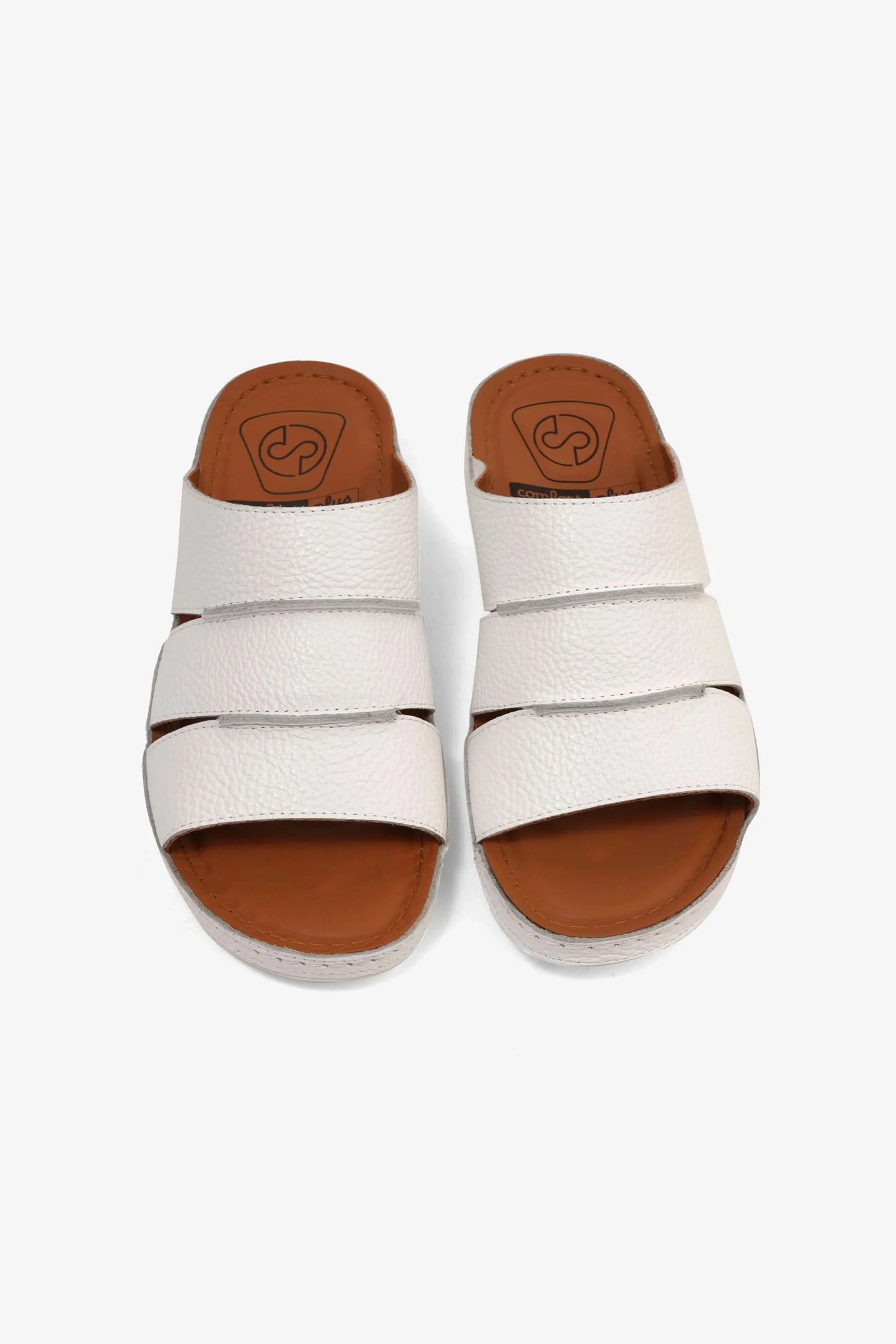 Comfort Plus Men's Leather Slide Sandals White MSDCP6614