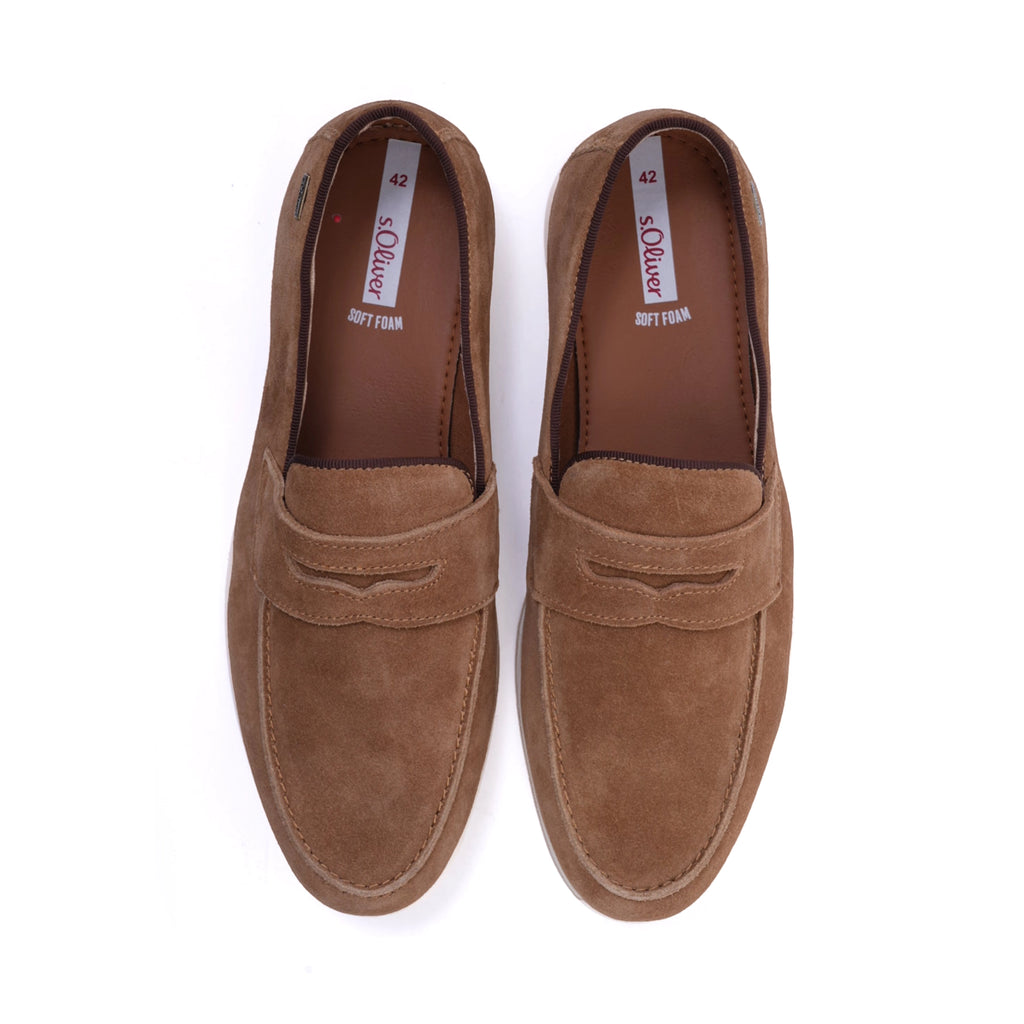 S. Oliver Men's Soft Foam Suede Casual Loafers Caramel