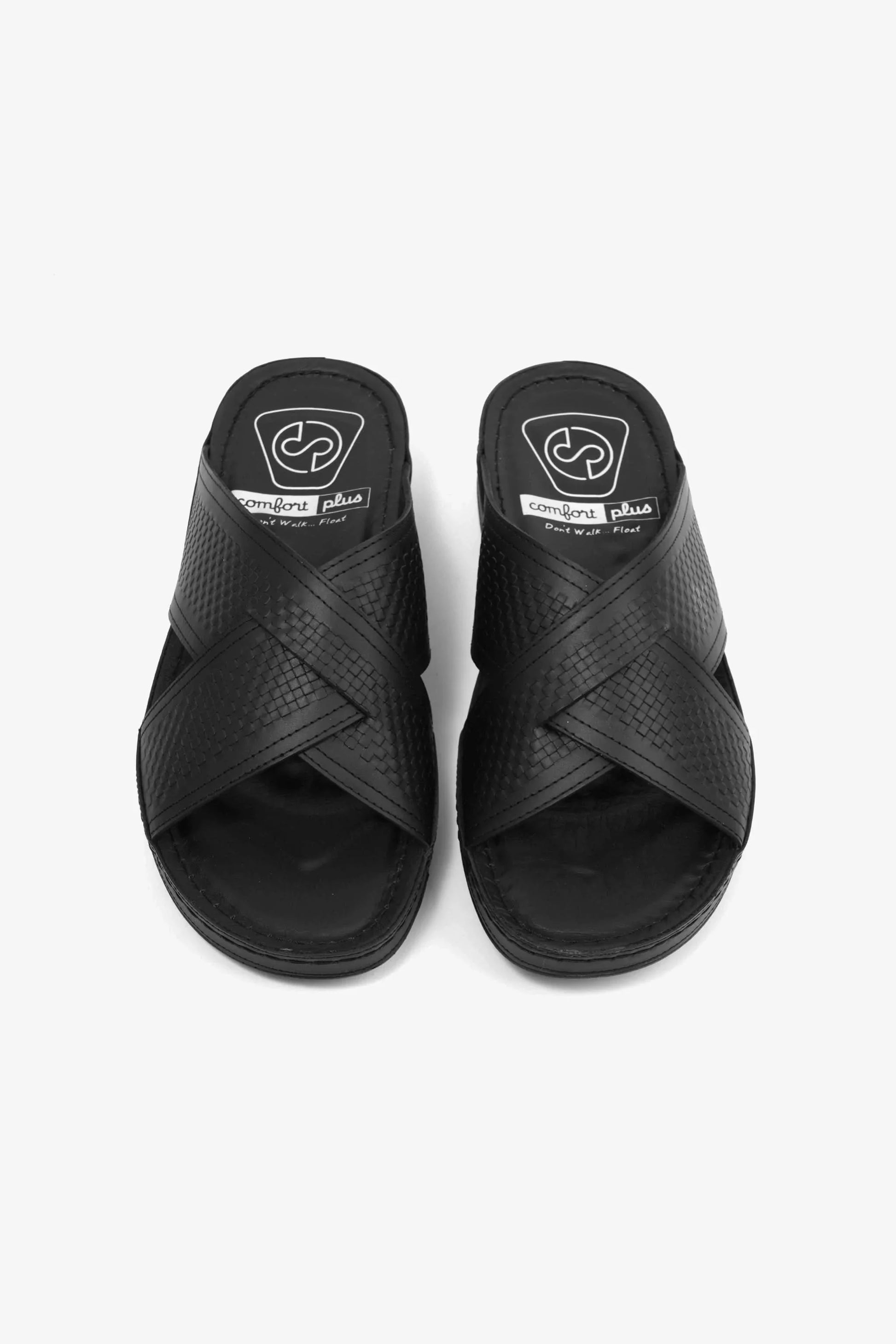 Comfort Plus Men's Silver Accent Leather Arabic Sandals Black MSDCP6611