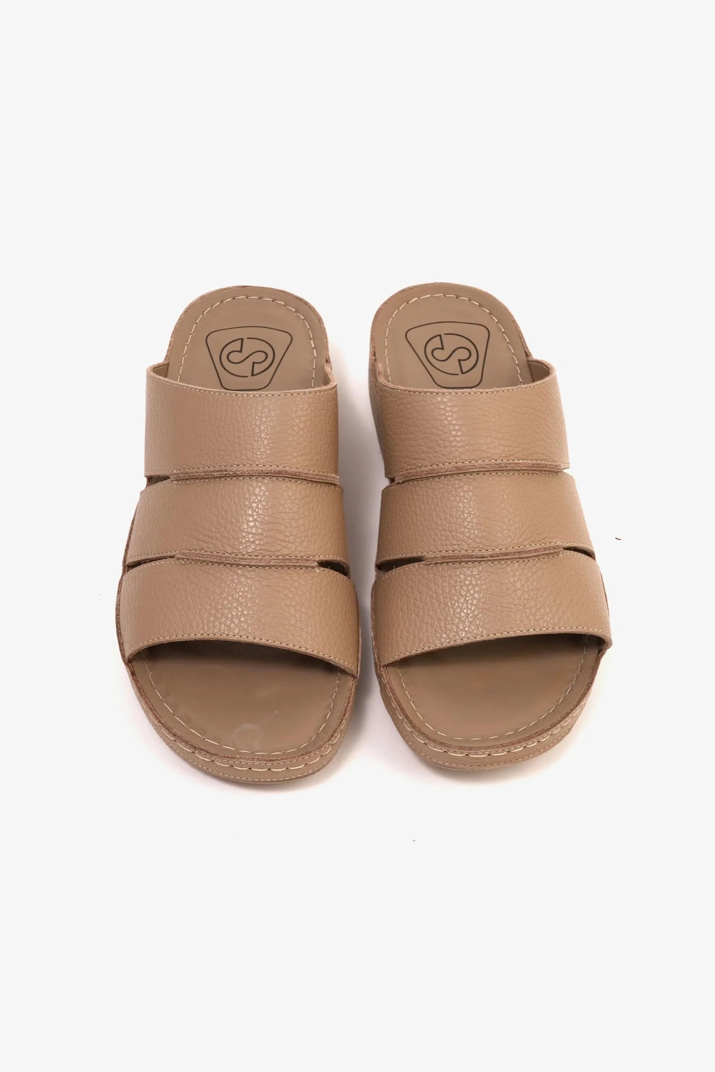 Comfort Plus Men's Leather Slide Sandals Sand MSDCP6614