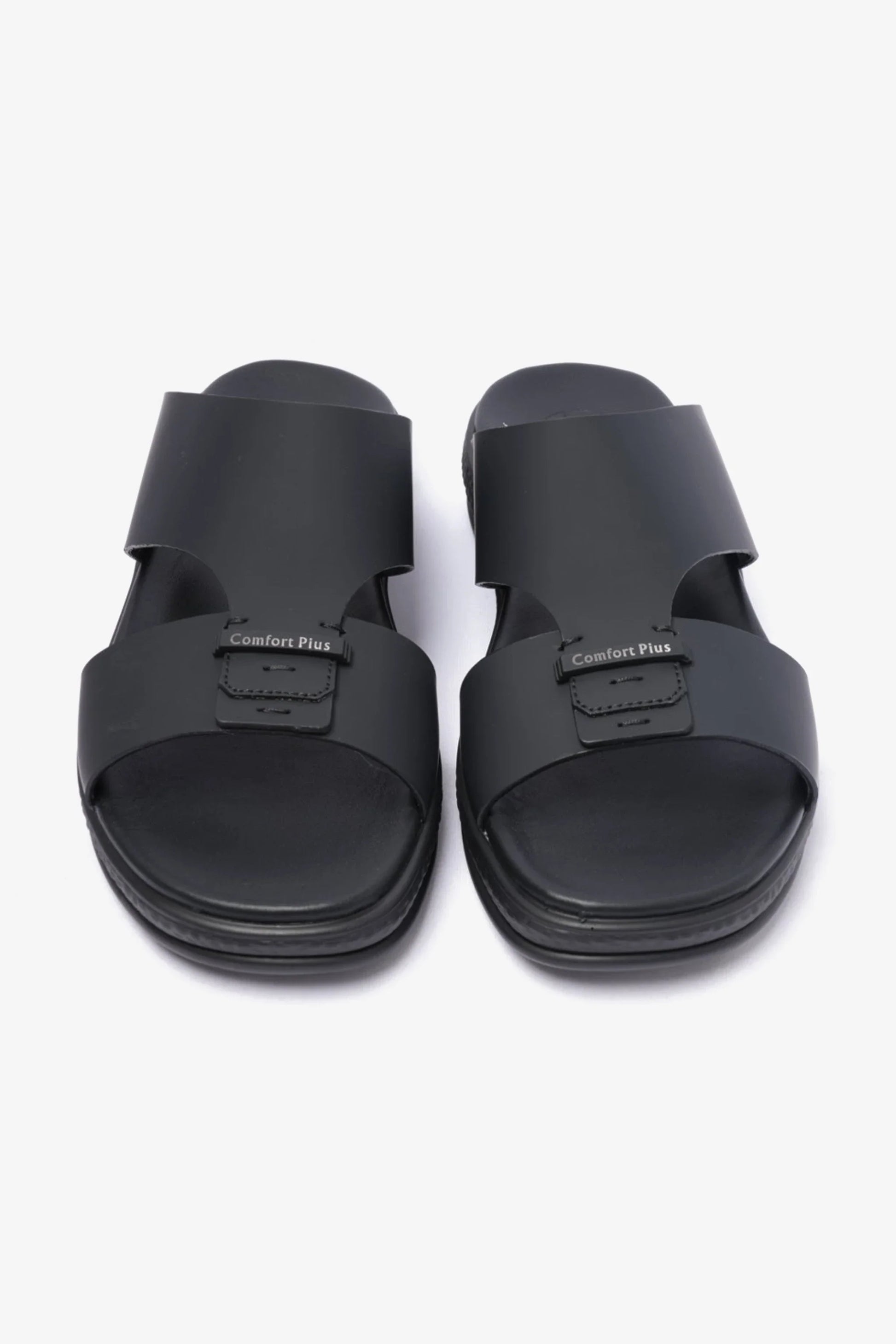Comfort Plus Men's Stylish Matte Leather Sandals Black MSDCPD102
