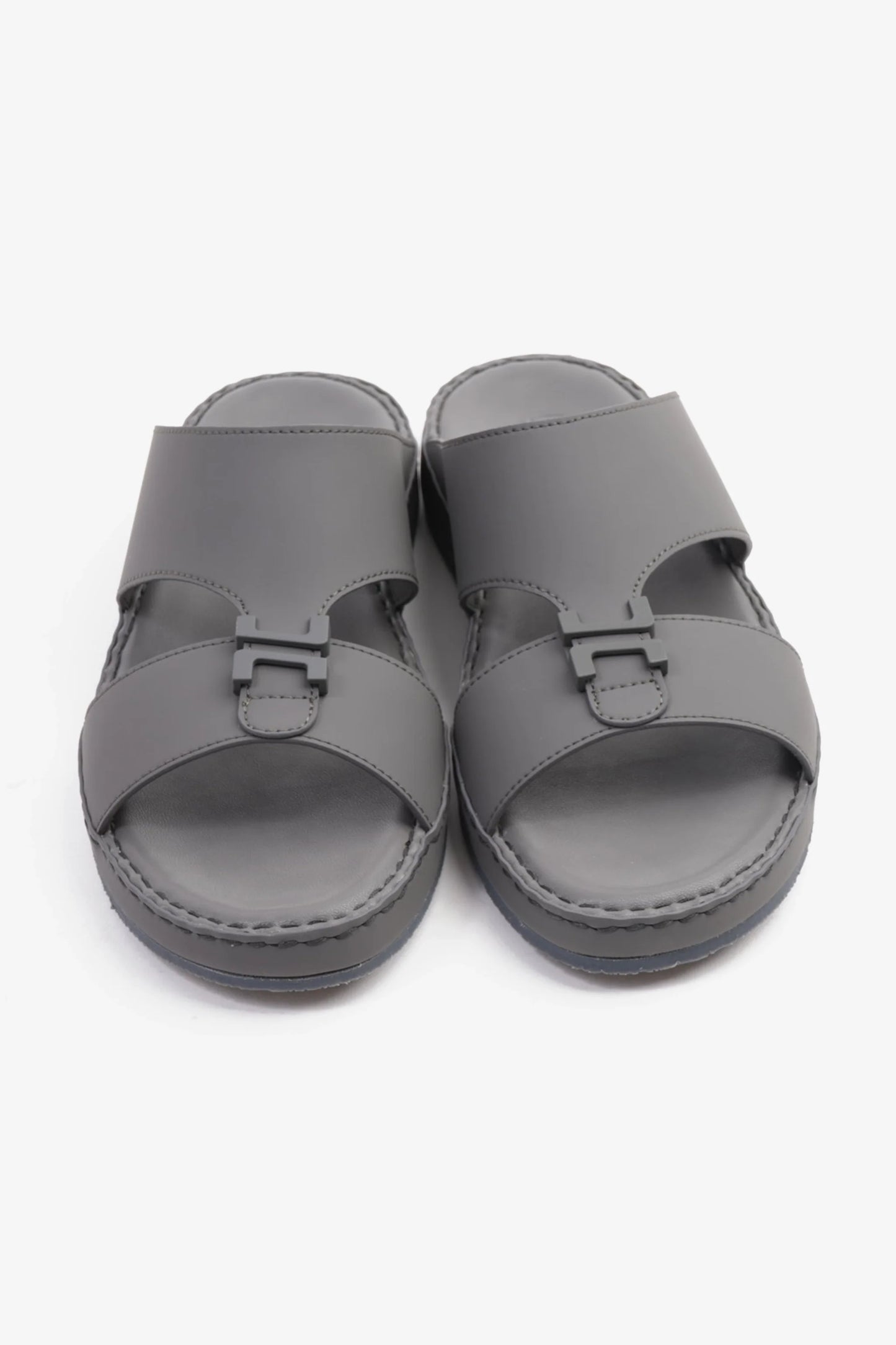 Comfort Plus Men's Matte Leather Stylish Trim Arabic Sandals Dark Grey MSDCP3002