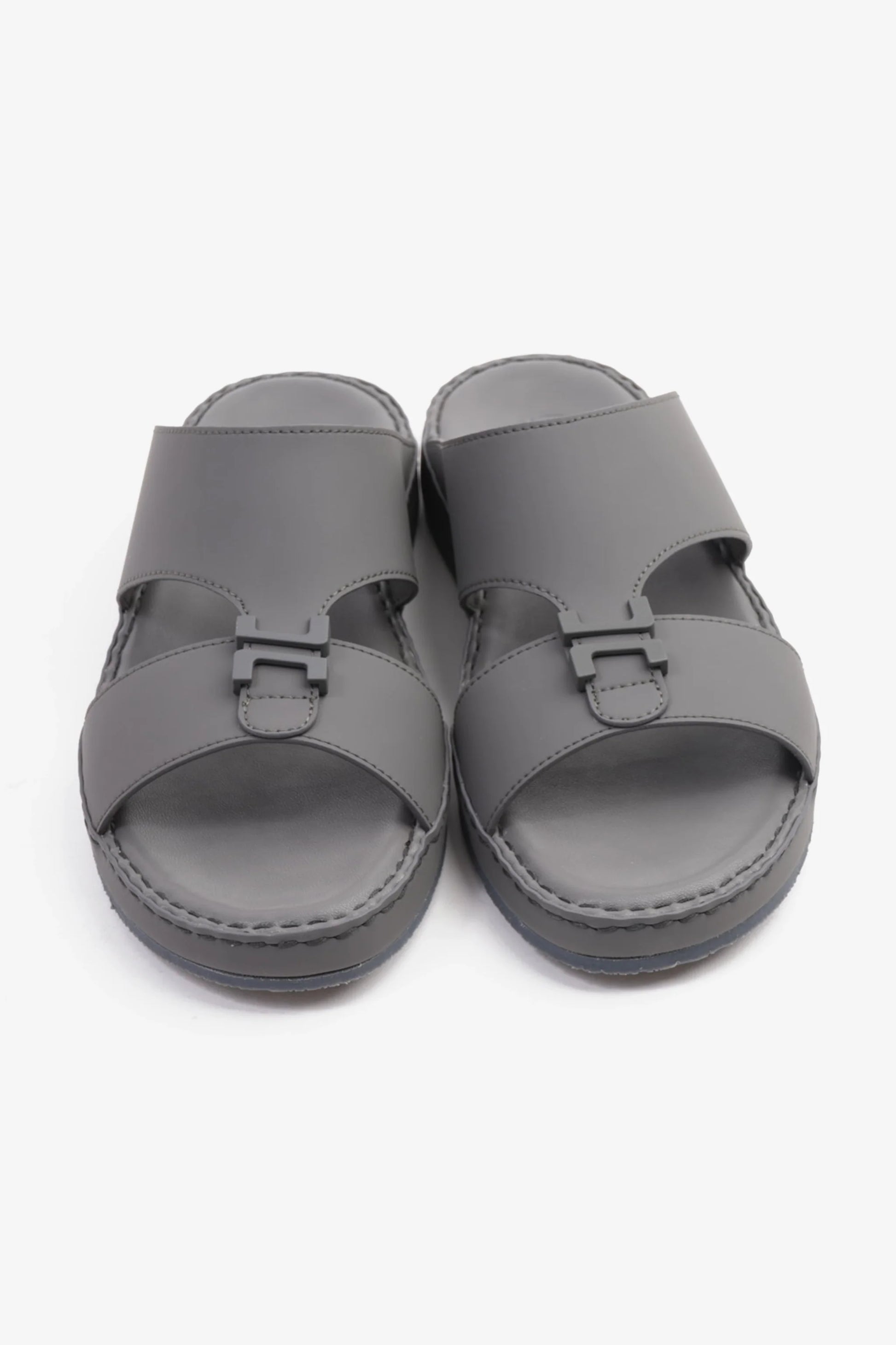 Comfort Plus Men's Matte Leather Stylish Trim Arabic Sandals Dark Grey MSDCP3002