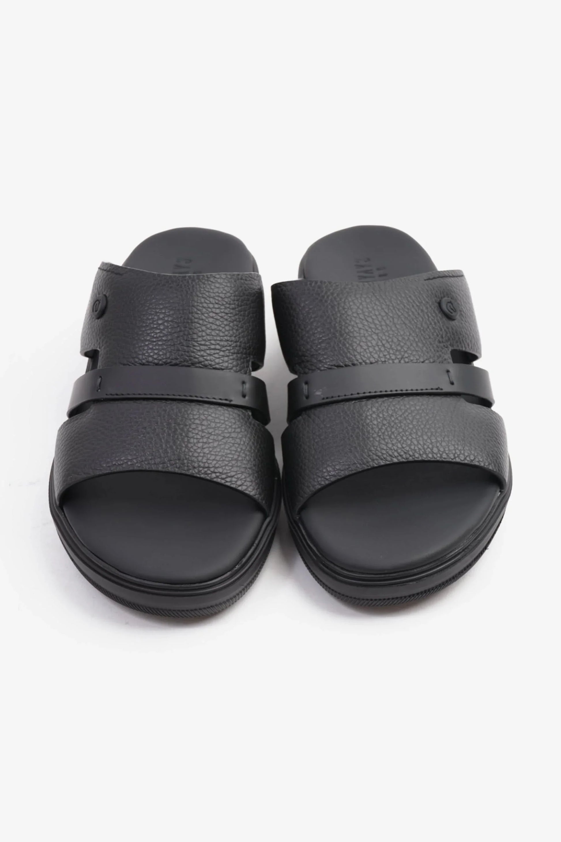 Cavalier Uomo Men's Crafted Genuine Leather Arabic Sandals Black MSDCVJS504