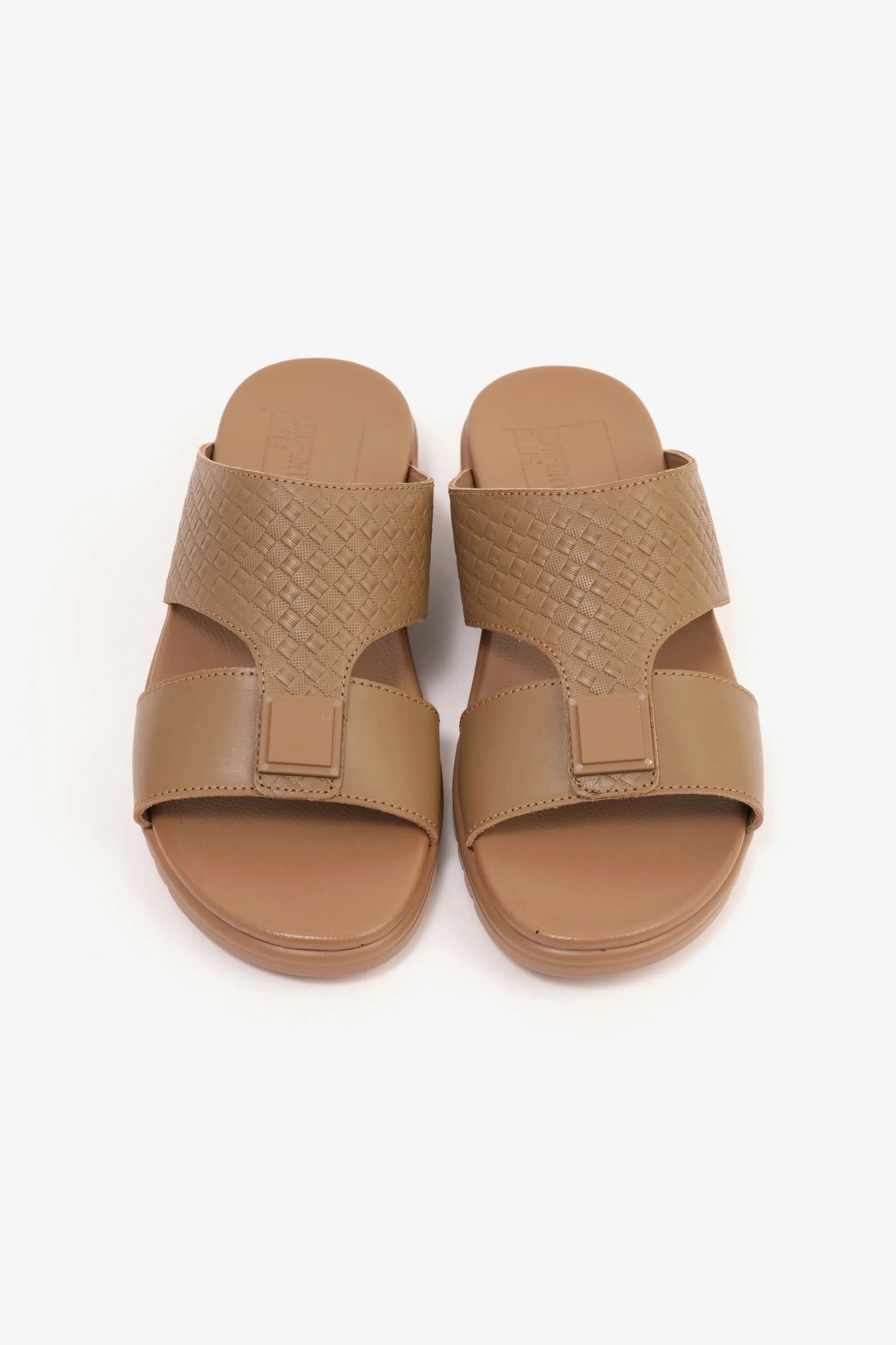 Comfort Plus Men's Embossed Leather Sandals Olive Brown MSDCP201