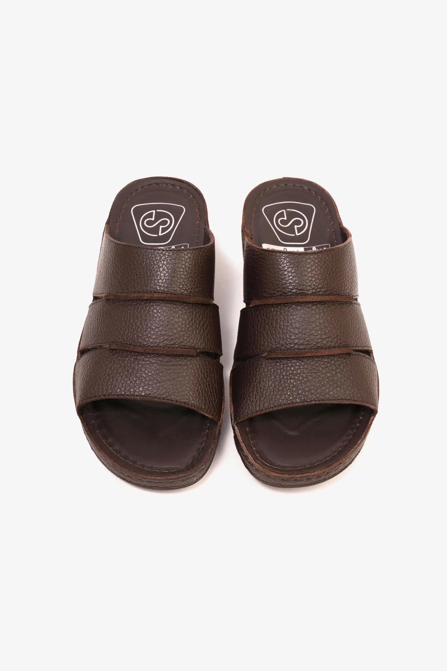 Comfort Plus Men's Leather Slide Sandals Brown MSDCP6614