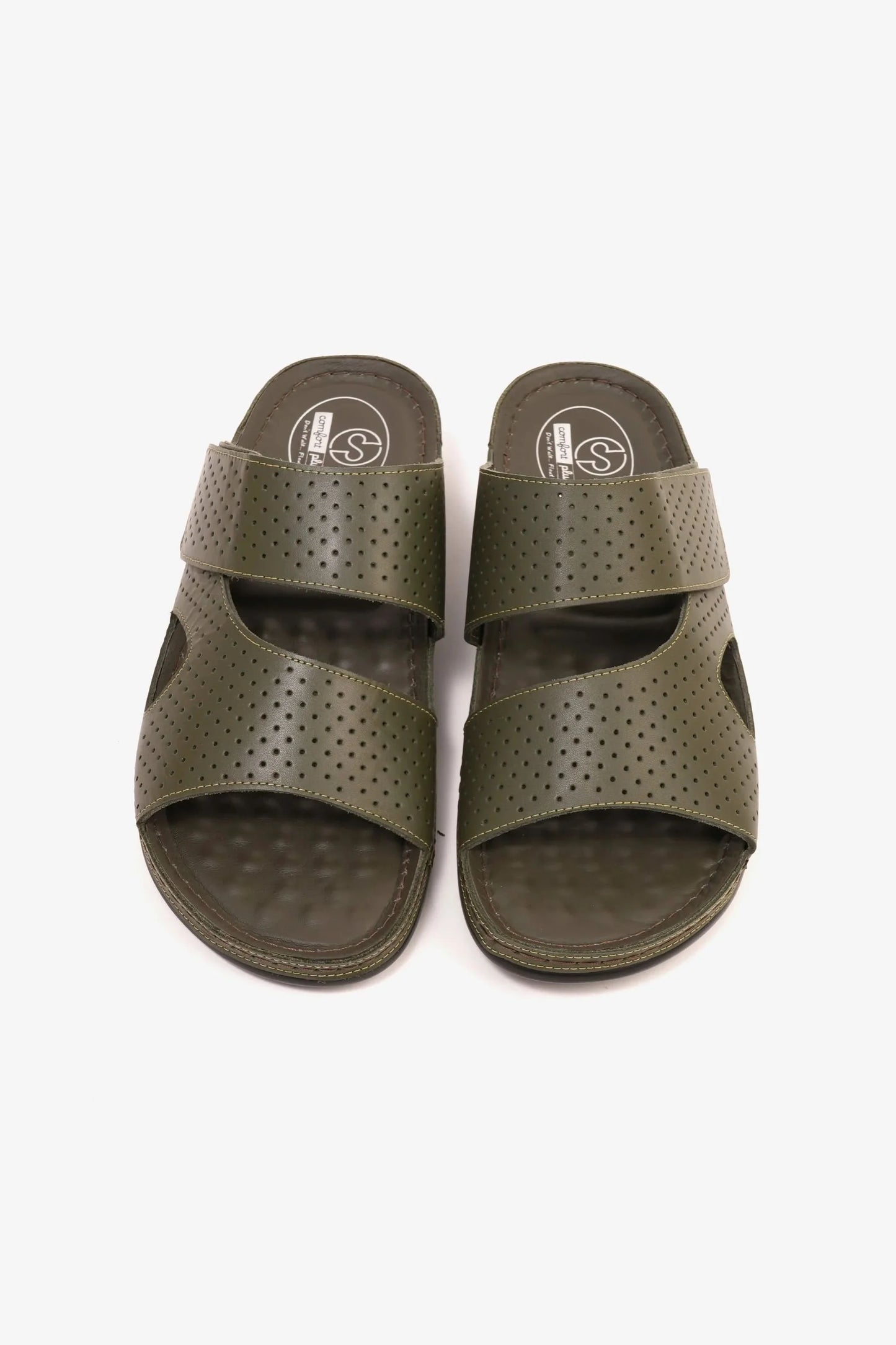Comfort Plus Men's Al Waha Textured Arabic Sandals Olive MSDCP4005