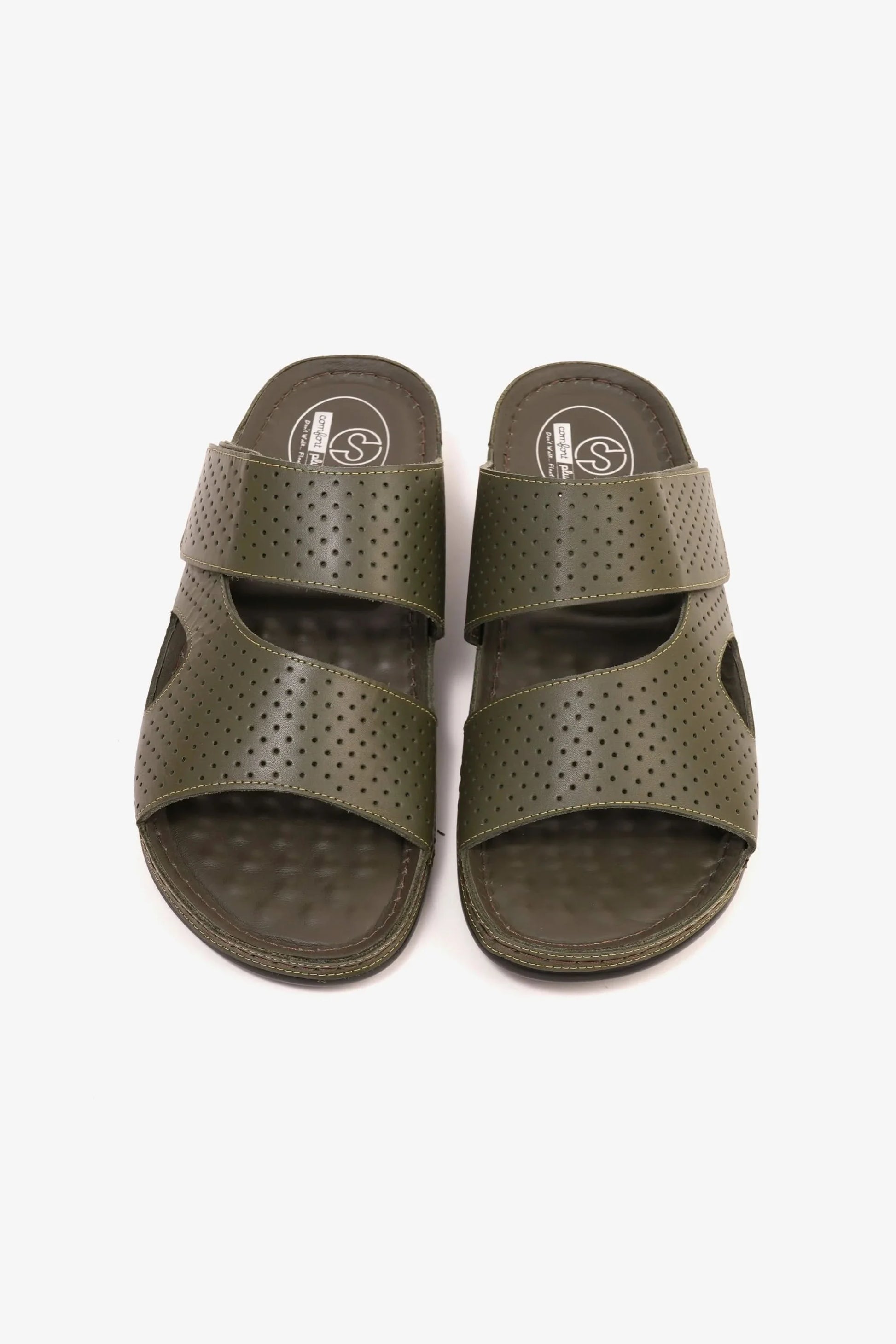 Comfort Plus Men's Al Waha Textured Arabic Sandals Olive MSDCP4005