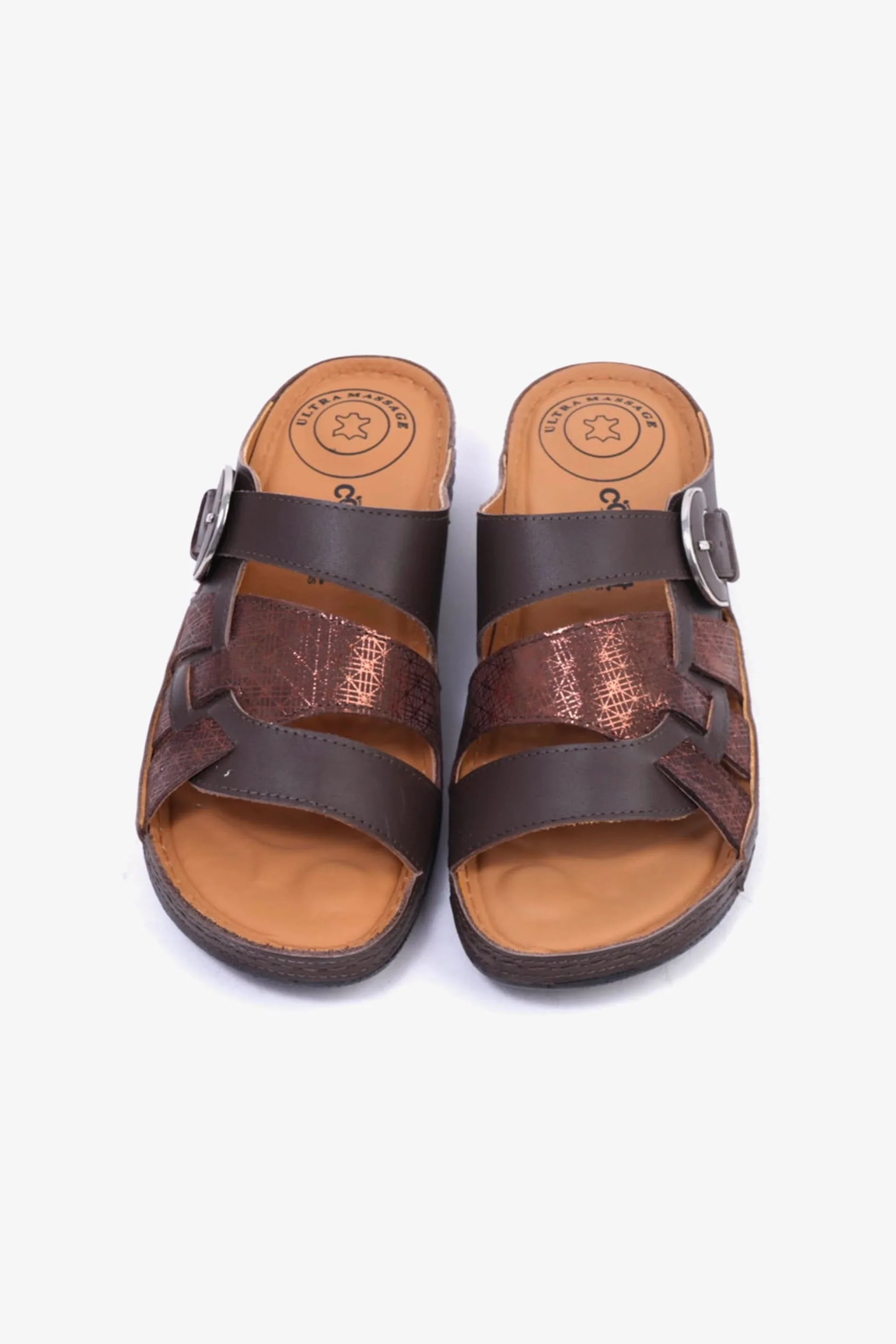 Comfort Plus Women's Double Buckle Sandals Brown LSDCP584