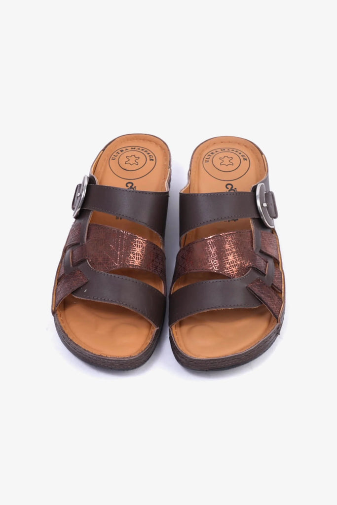 Comfort Plus Women's Double Buckle Sandals Brown LSDCP584