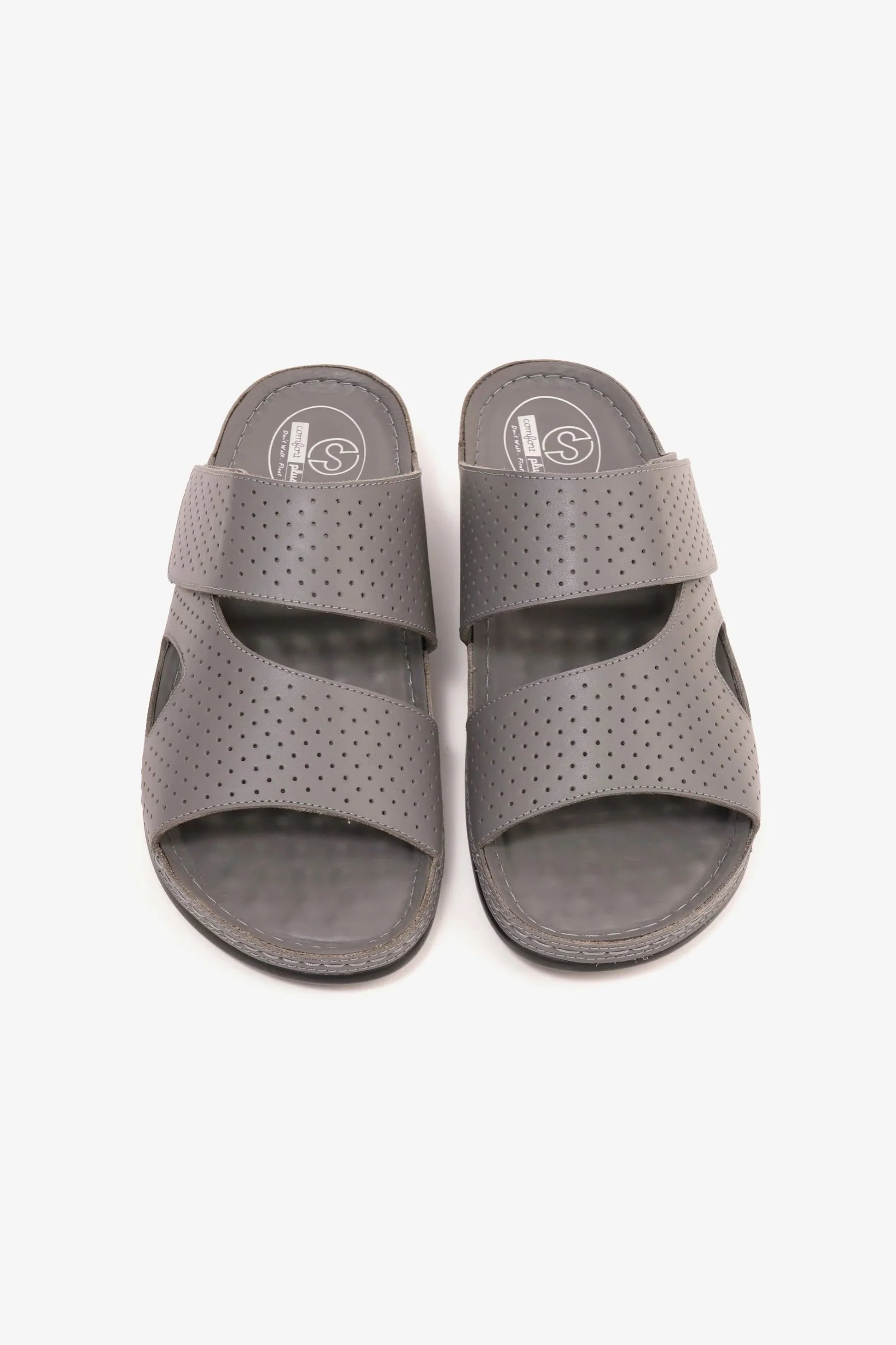 Comfort Plus Men's Al Waha Textured Slip-On Arabic Sandals Grey MSDCP4005