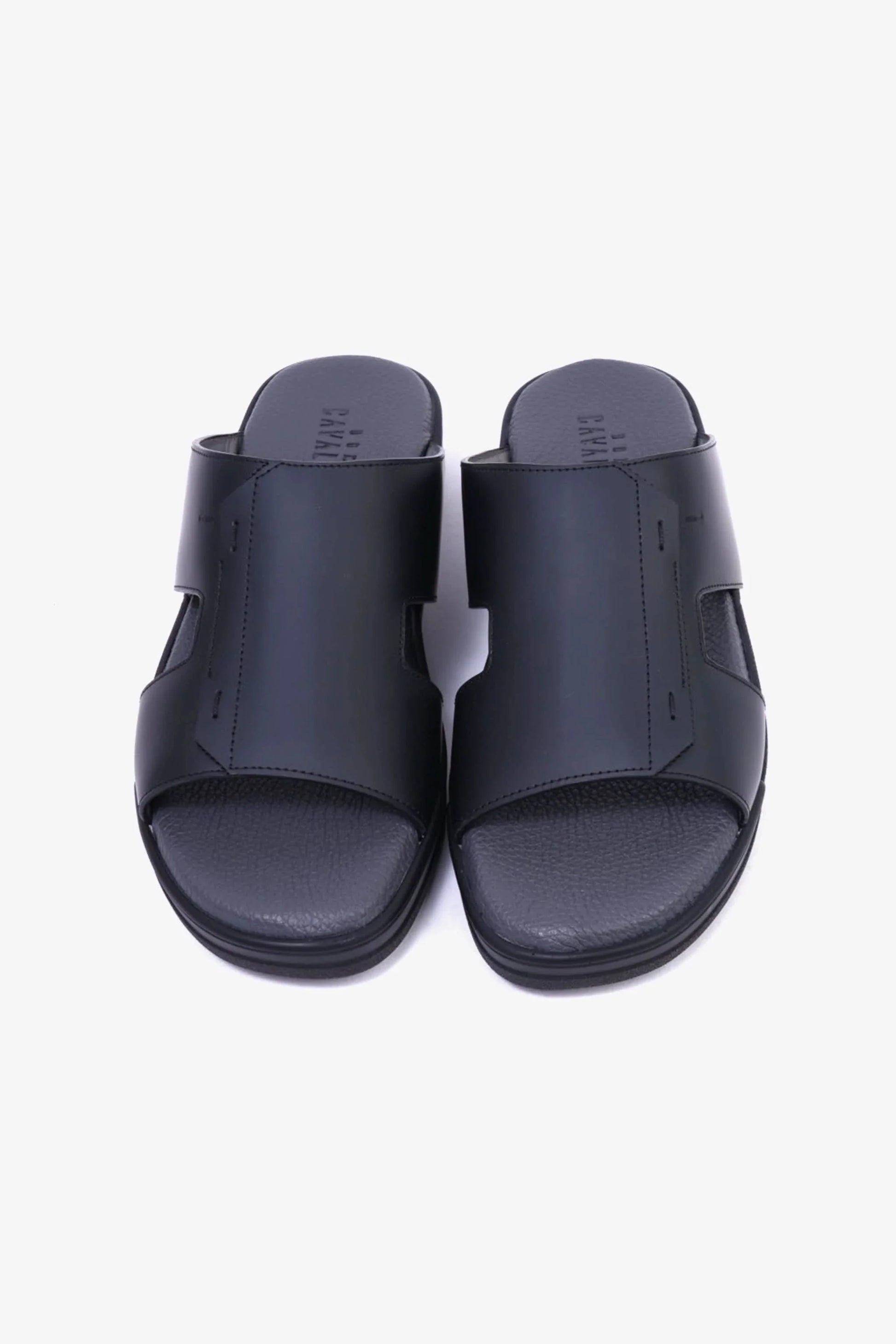 Cavalier Uomo Men's Leather Slide Sandals Black MSDCVHAR312