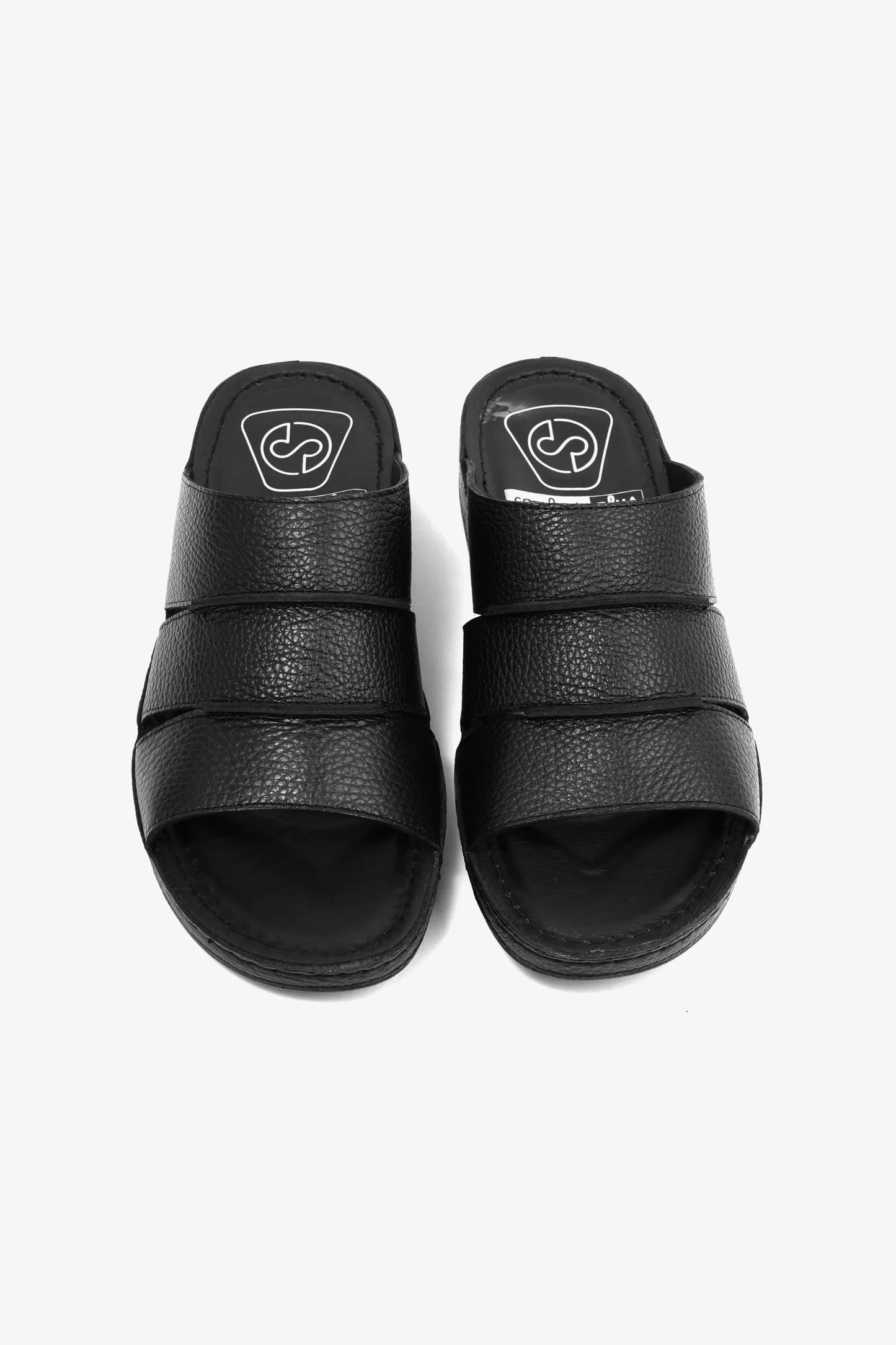Comfort Plus Men's Leather Slide Sandals Black MSDCP6614