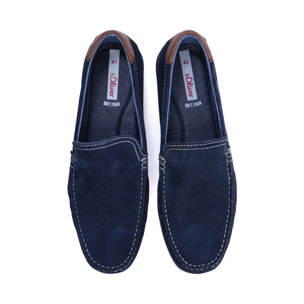 S.Oliver Men's Suede Loafers with Leather Trim Navy