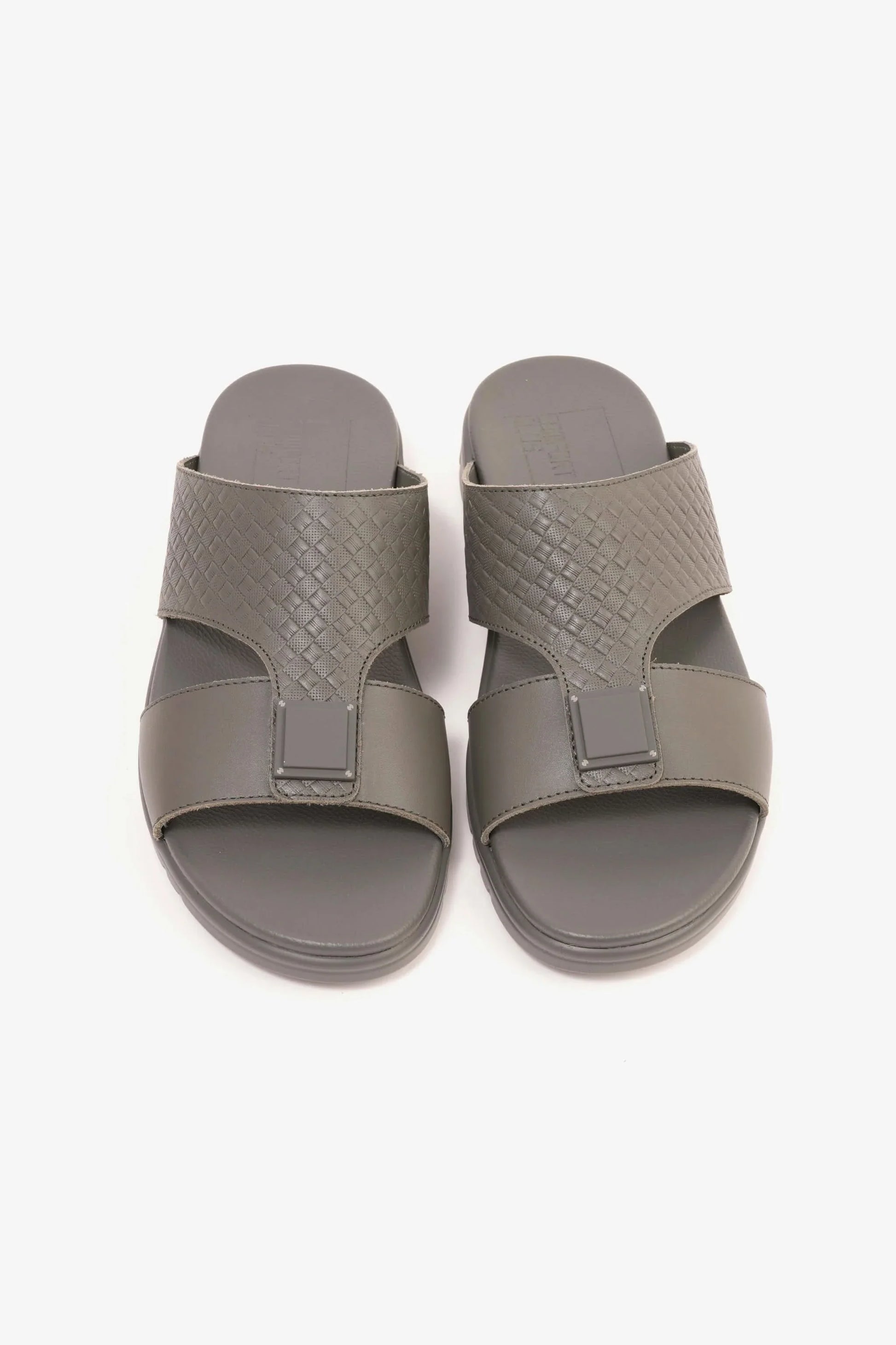 Comfort Plus Men's Embossed Leather Sandals Grey MSDCP201