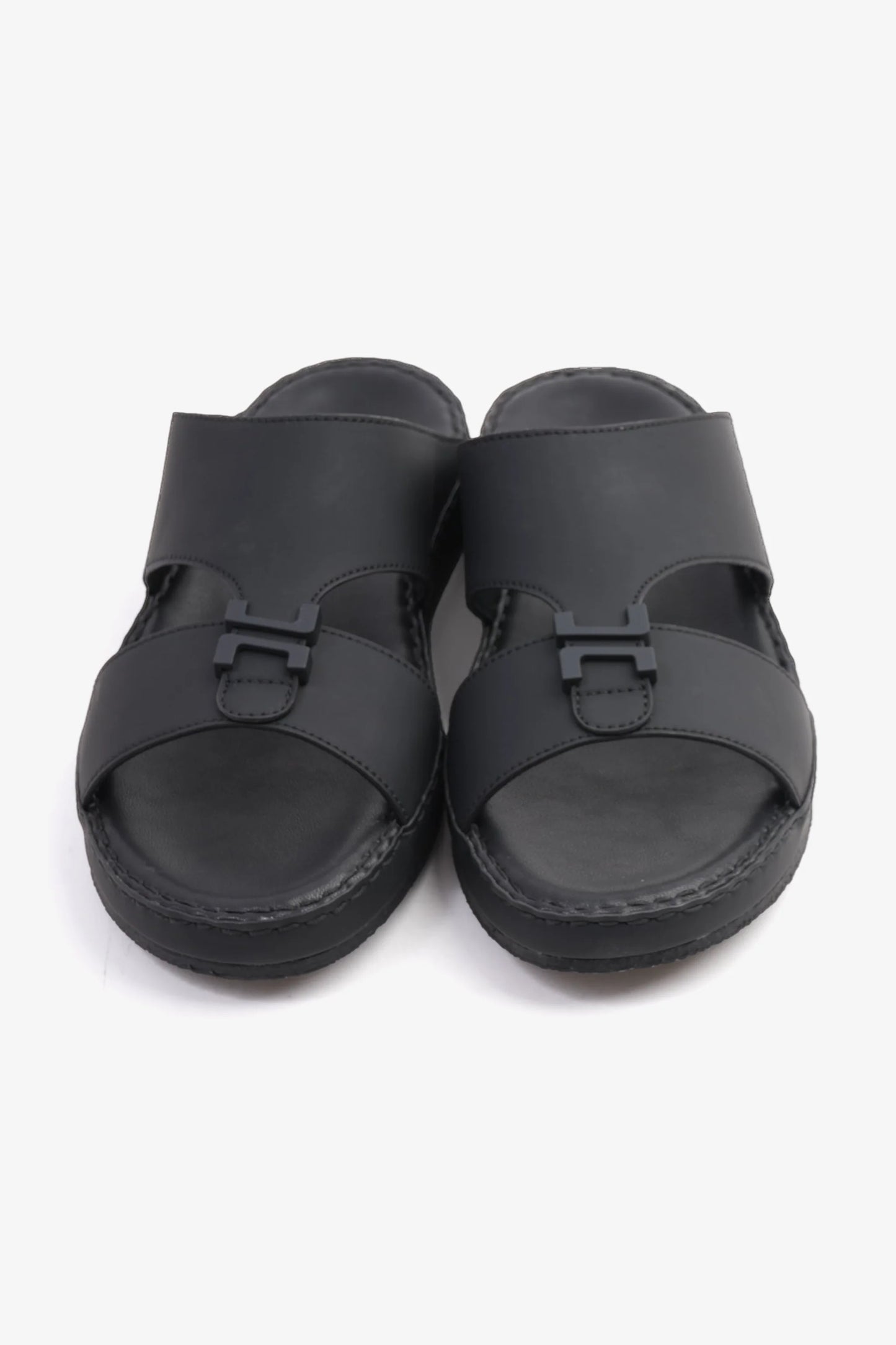 Comfort Plus Men's Matte Leather Stylish Trim Sandals Black MSDCP3002
