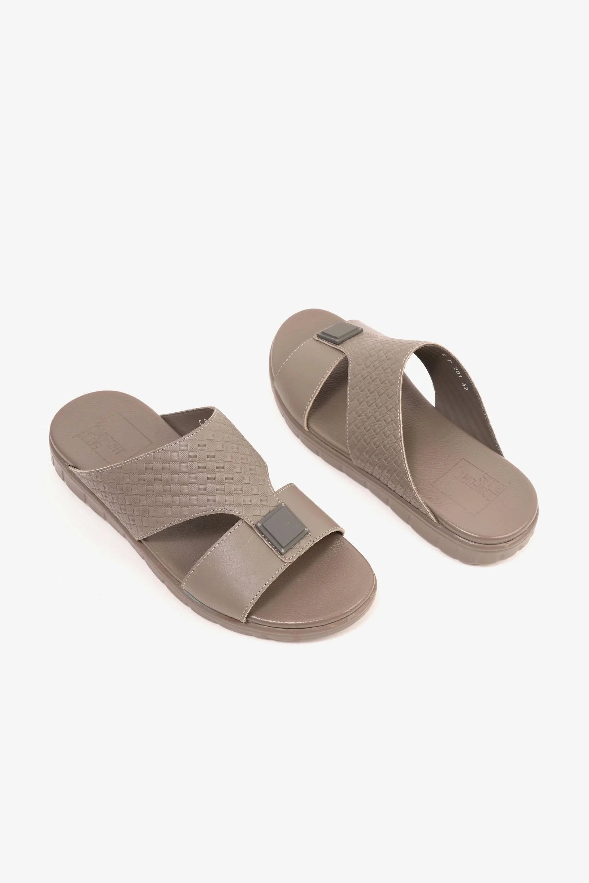Comfort Plus Men's Embossed Leather Arabic Sandals Stone MSDCP201