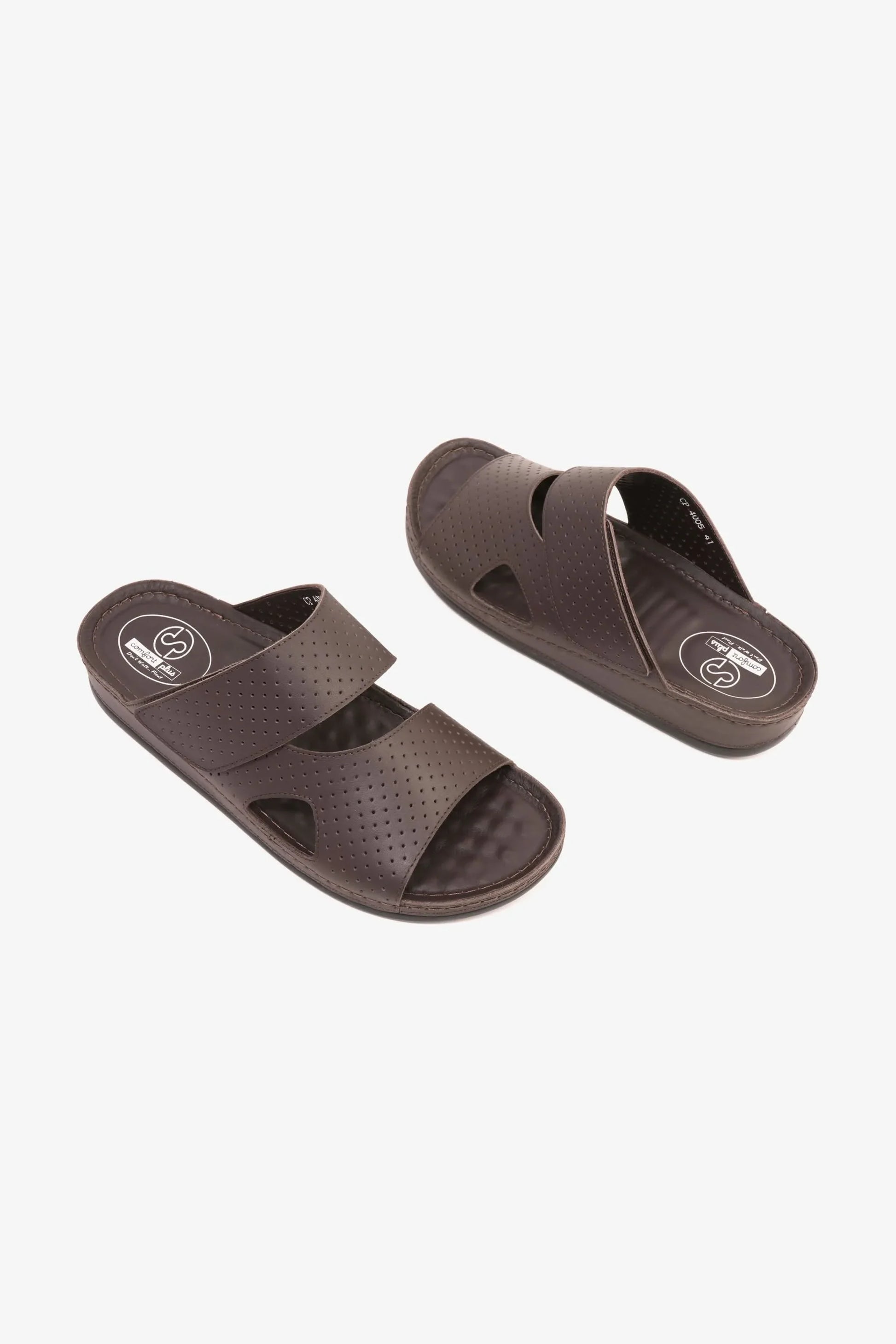 Comfort Plus Men's Textured Slip-On Arabic Sandals Brown MSDCP4005