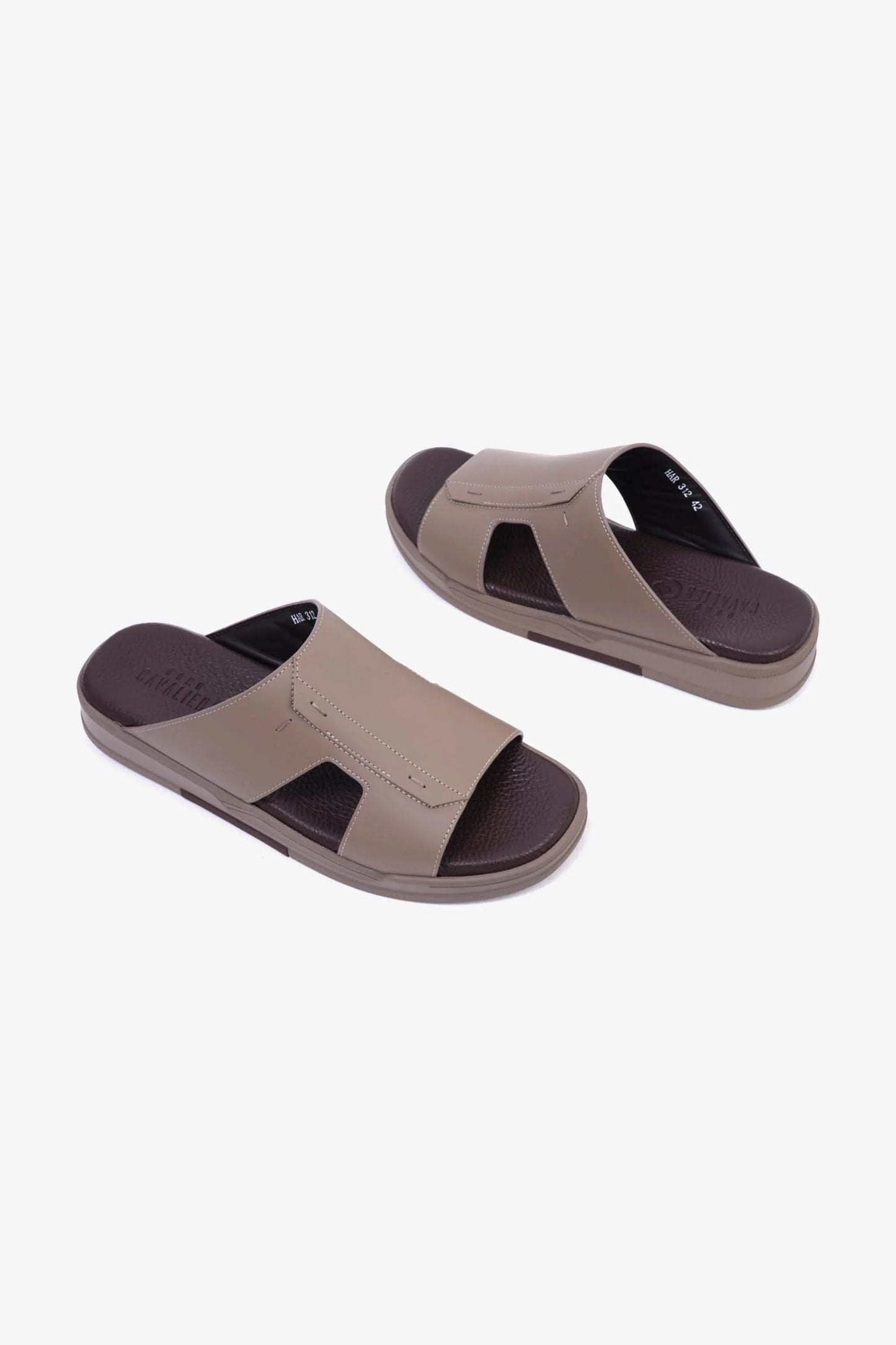 Cavalier Uomo Men's Leather Slide Sandals Stone MSDCVHAR312