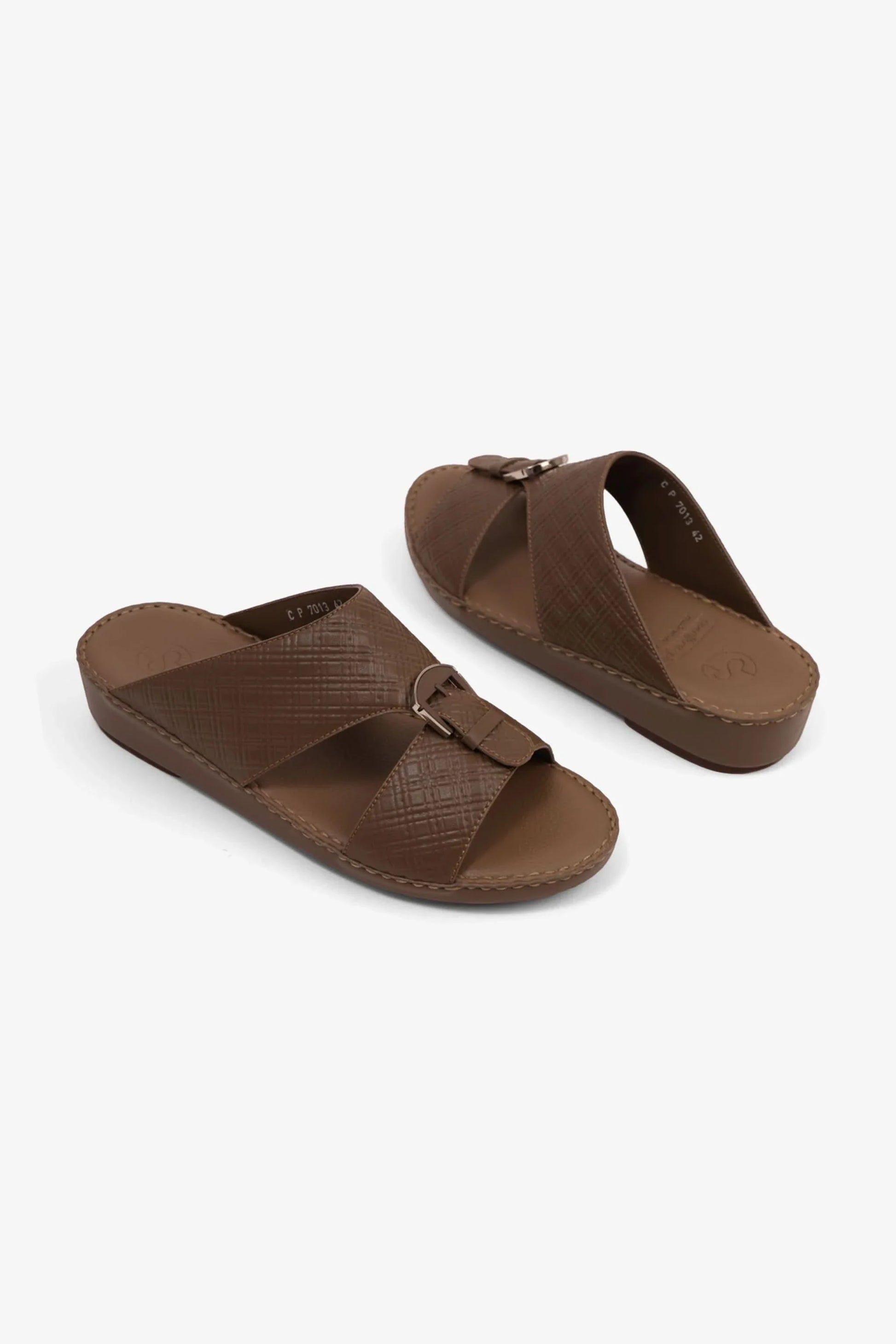 Comfort Plus Men's Cushioned Leather Slip-On Sandals Truffle MSDCP7013