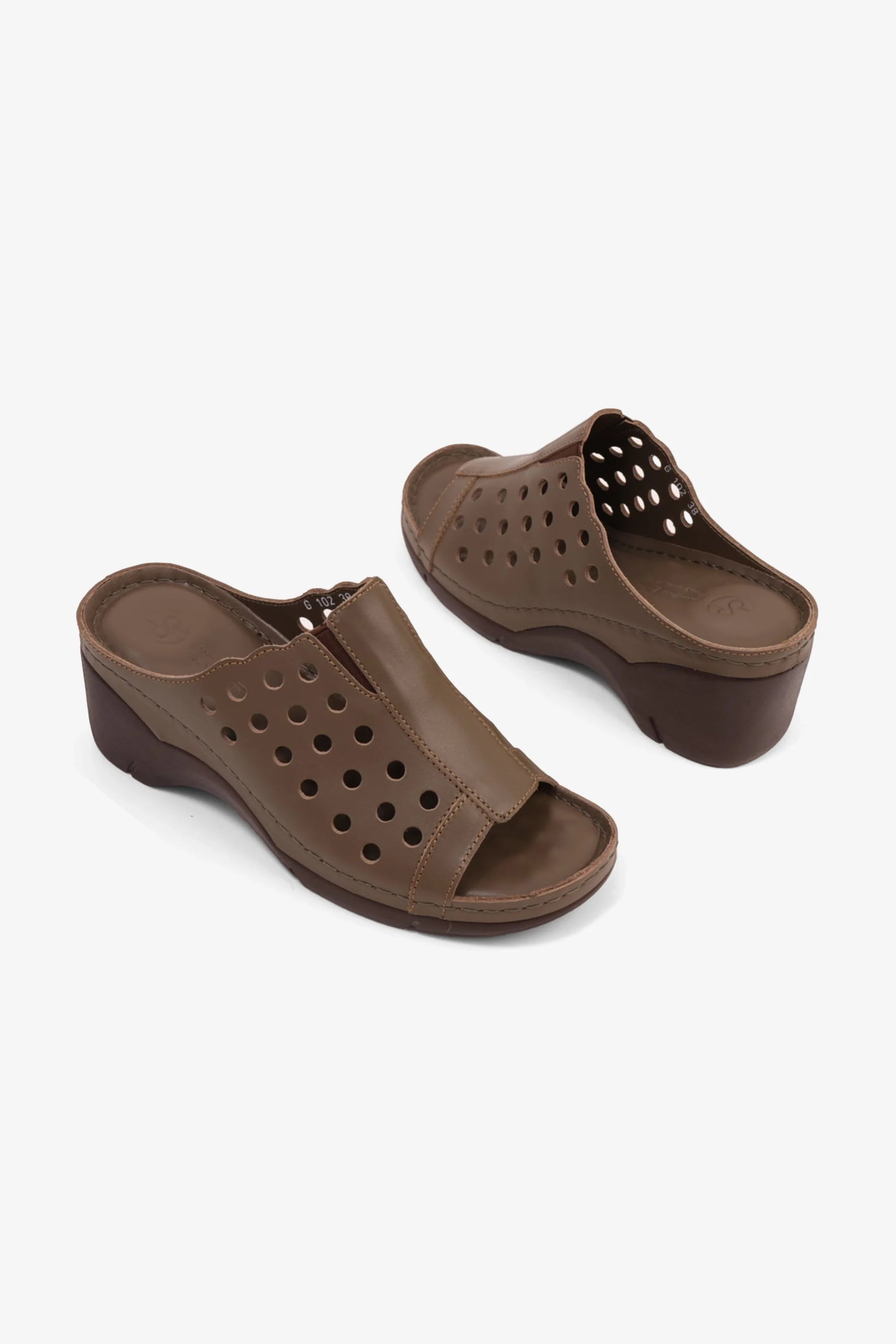 Comfort Plus Women's Perforated Wedge Sandals Truffle LSDCPGG102