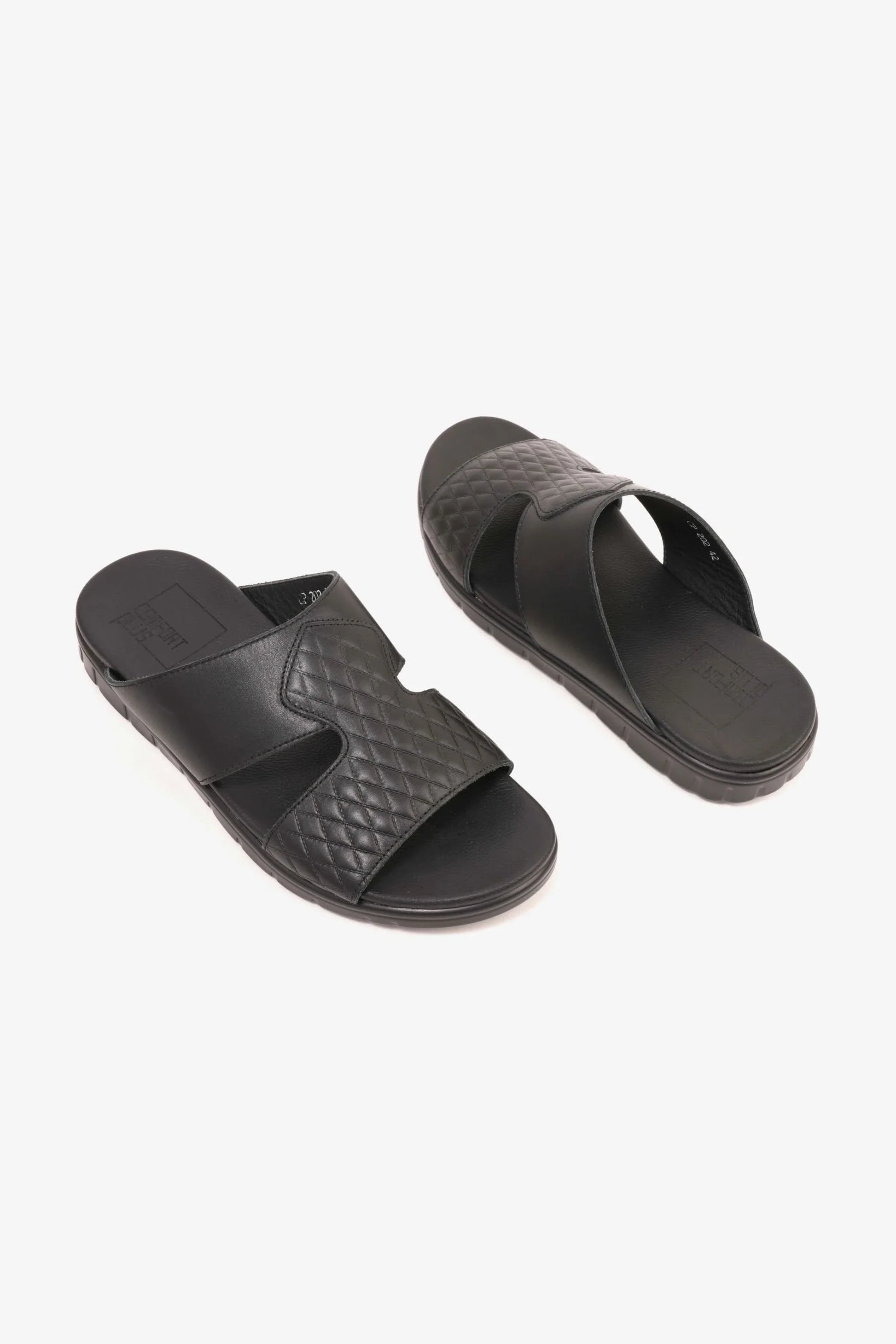 Comfort Plus Men's Quilted Leather Sandals Black MSDCP202