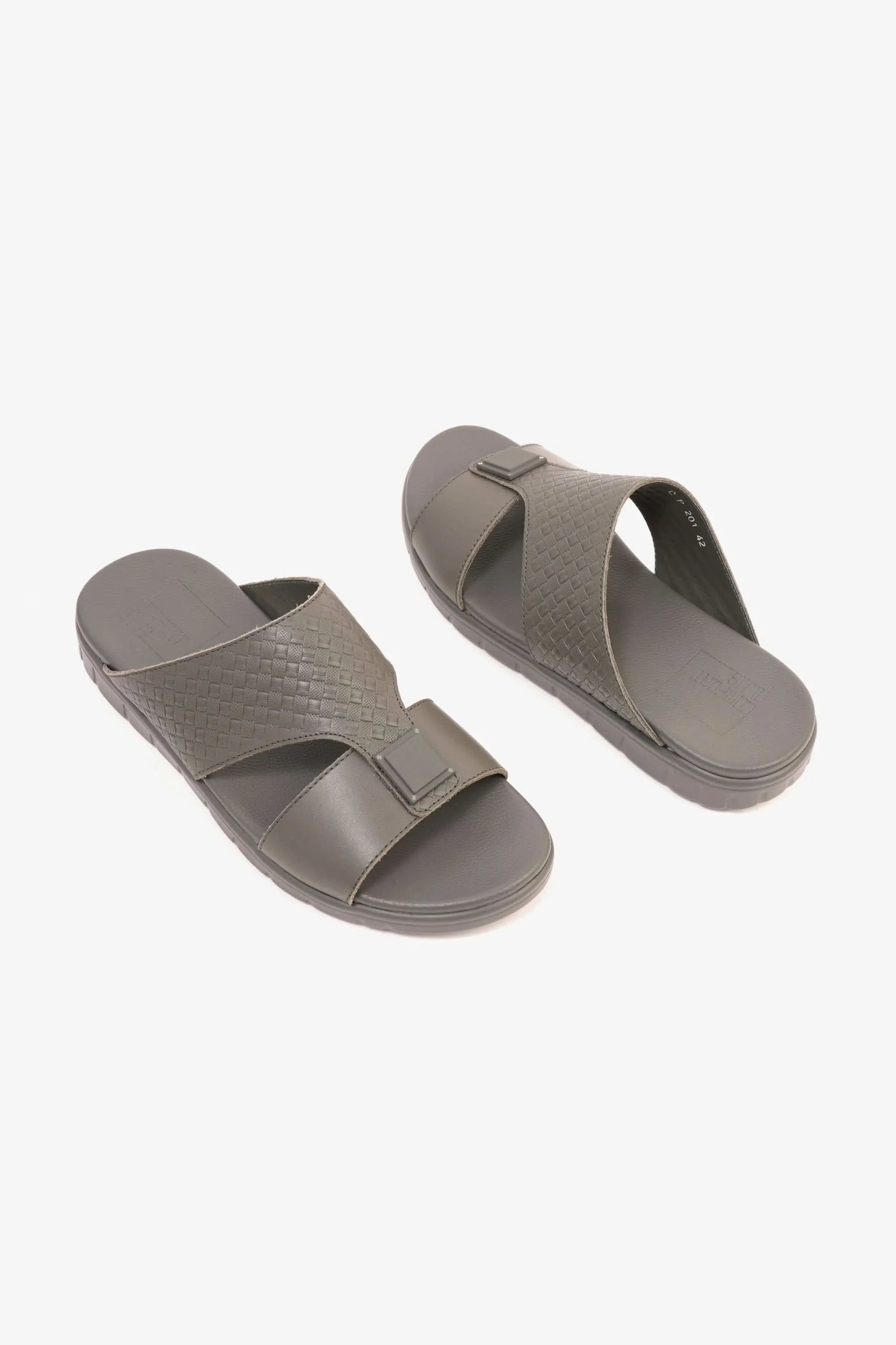 Comfort Plus Men's Embossed Leather Sandals Grey MSDCP201