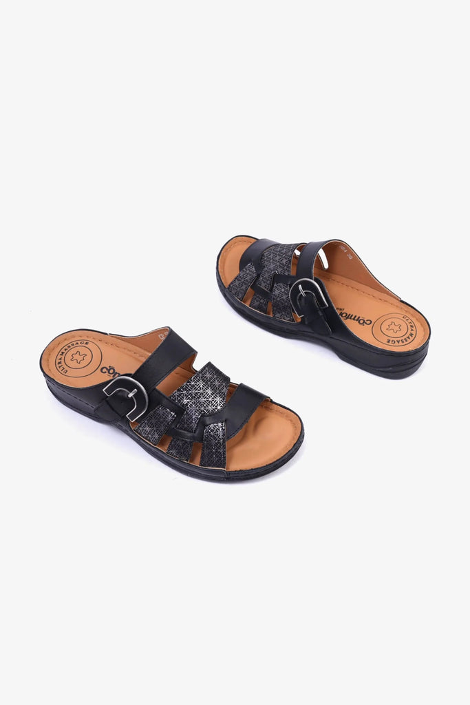 Comfort Plus Women's Mid Heel Sandals Black LSDCP584