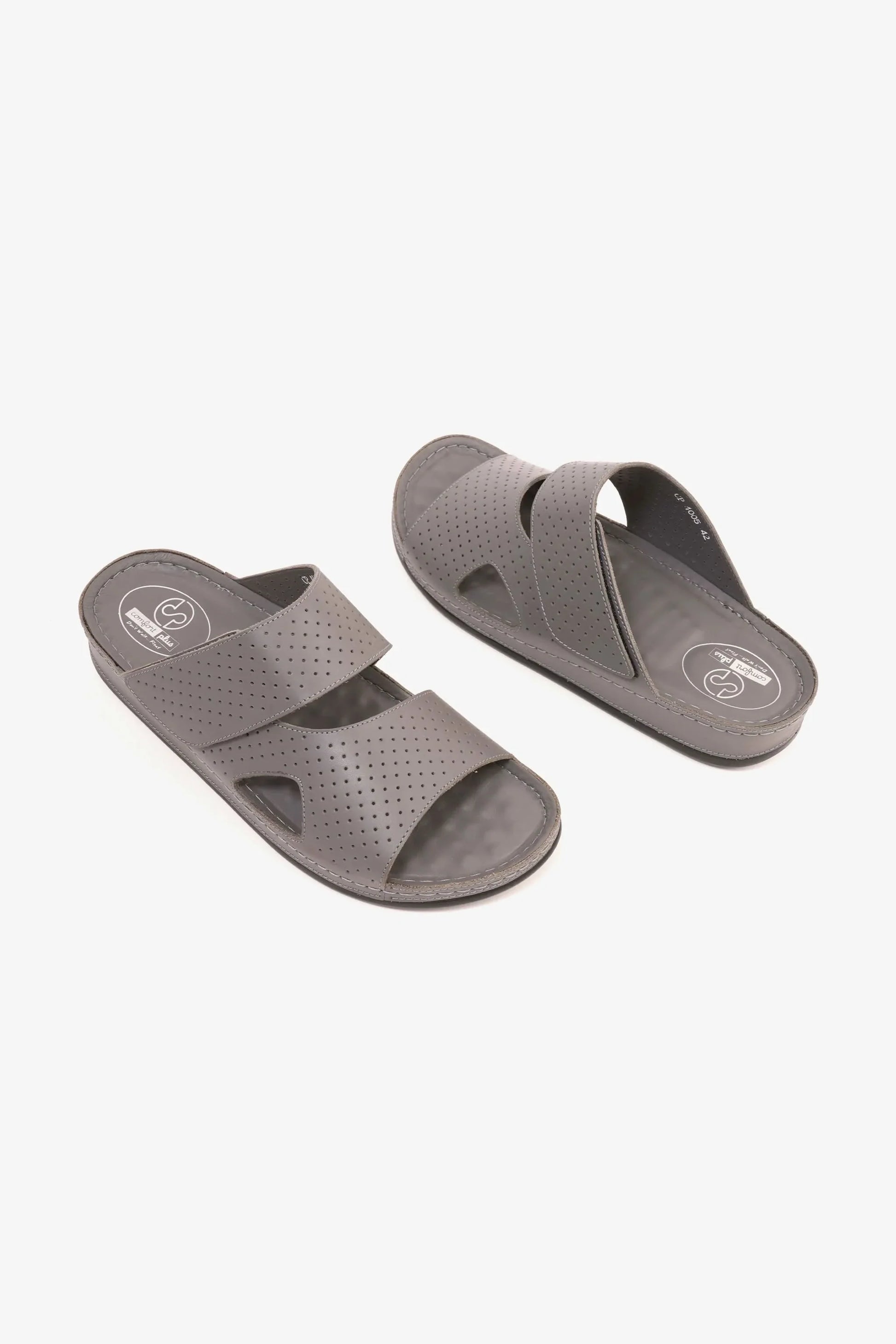 Comfort Plus Men's Al Waha Textured Slip-On Arabic Sandals Grey MSDCP4005