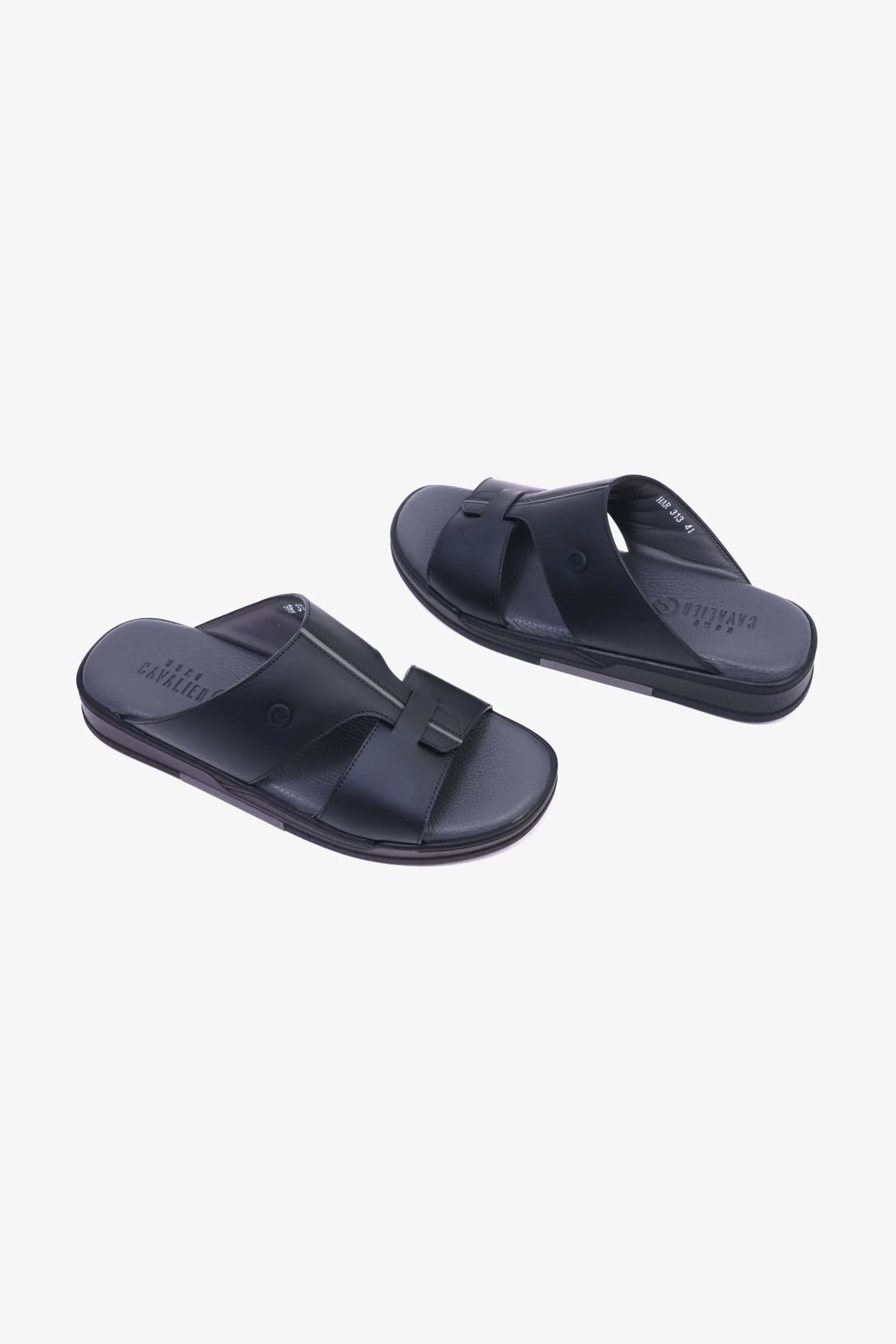Cavalier Uomo Men's Cut-Out Leather Sandals Black MSDCVHAR313