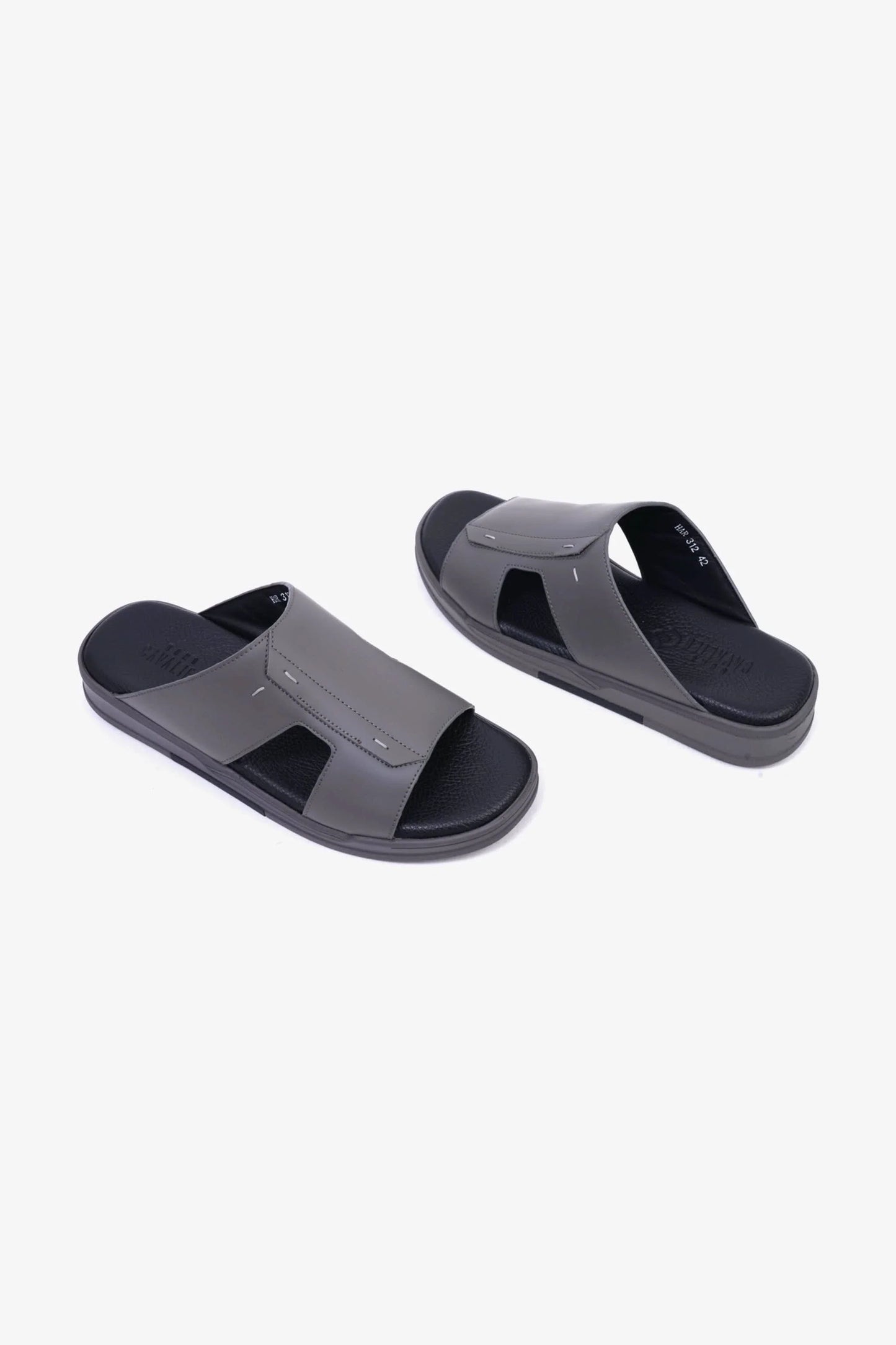 Cavalier Uomo Men's Leather Slide Sandals Grey MSDCVHAR312
